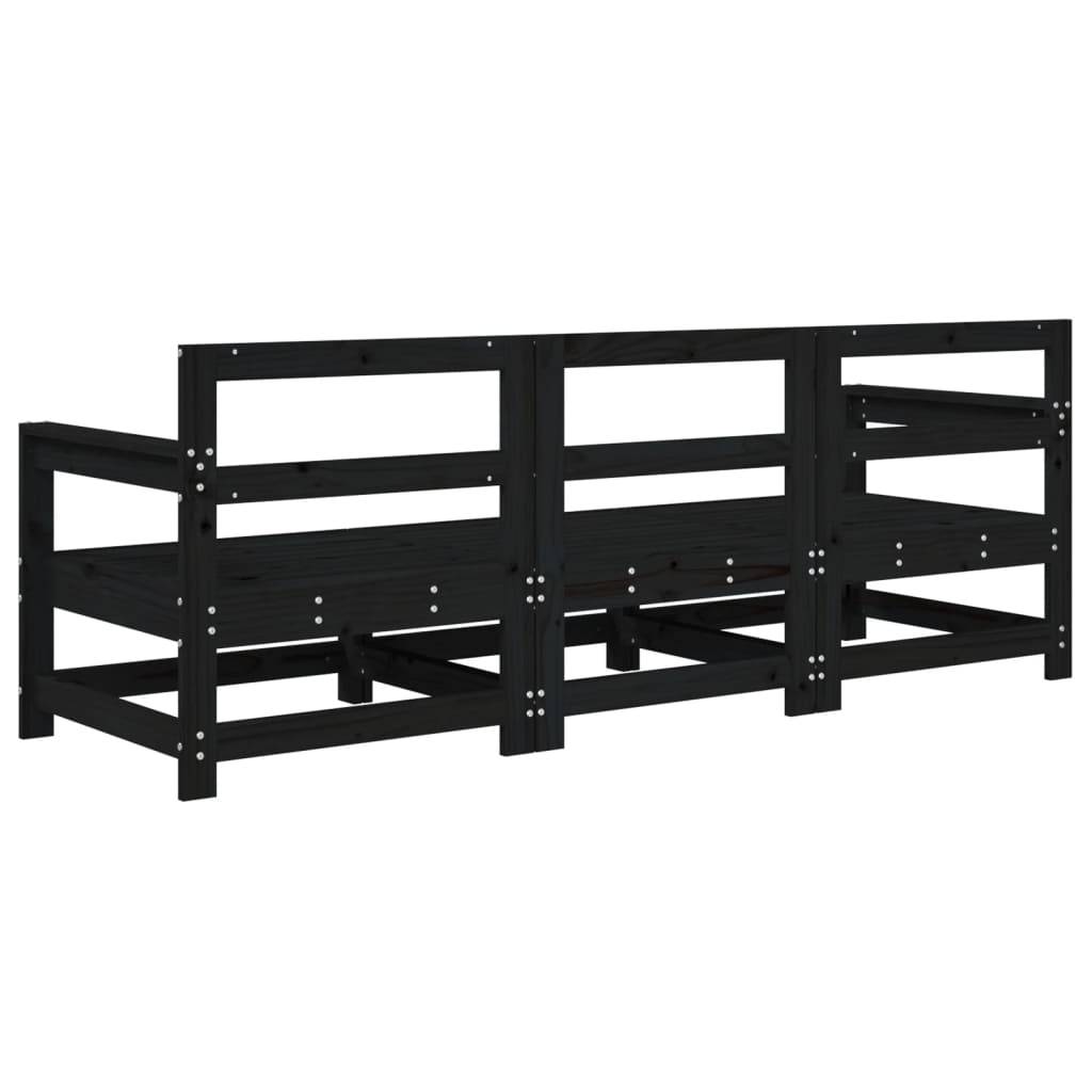 vidaXL 3-tlg. Garten-Lounge-Set Schwarz Massivholz Kiefer