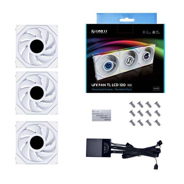 Lian Li UNI FAN TL LCD Series Lüfter 3er-Pack inkl. Controller - 120mm weiß - 1.900 rpm