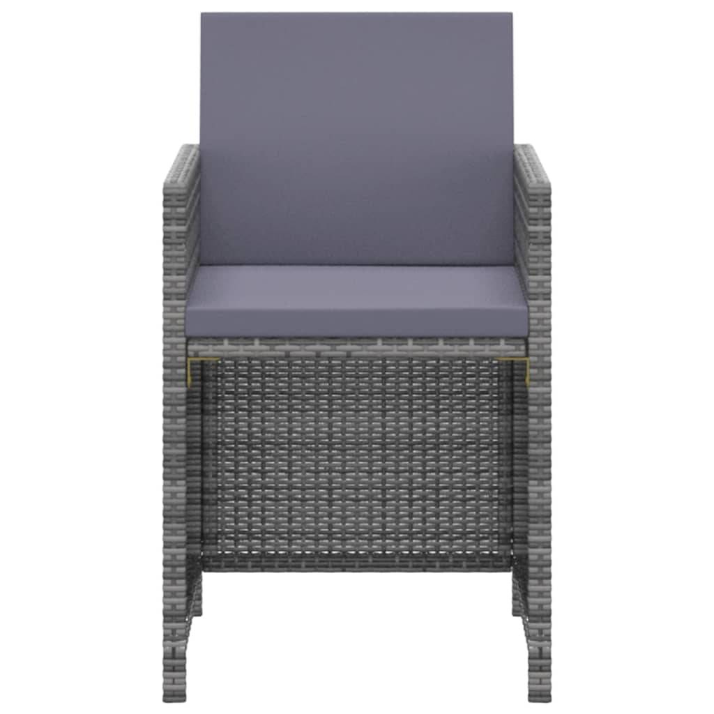 vidaXL 3-tlg. Garten-Essgruppe mit Kissen Poly Rattan Grau