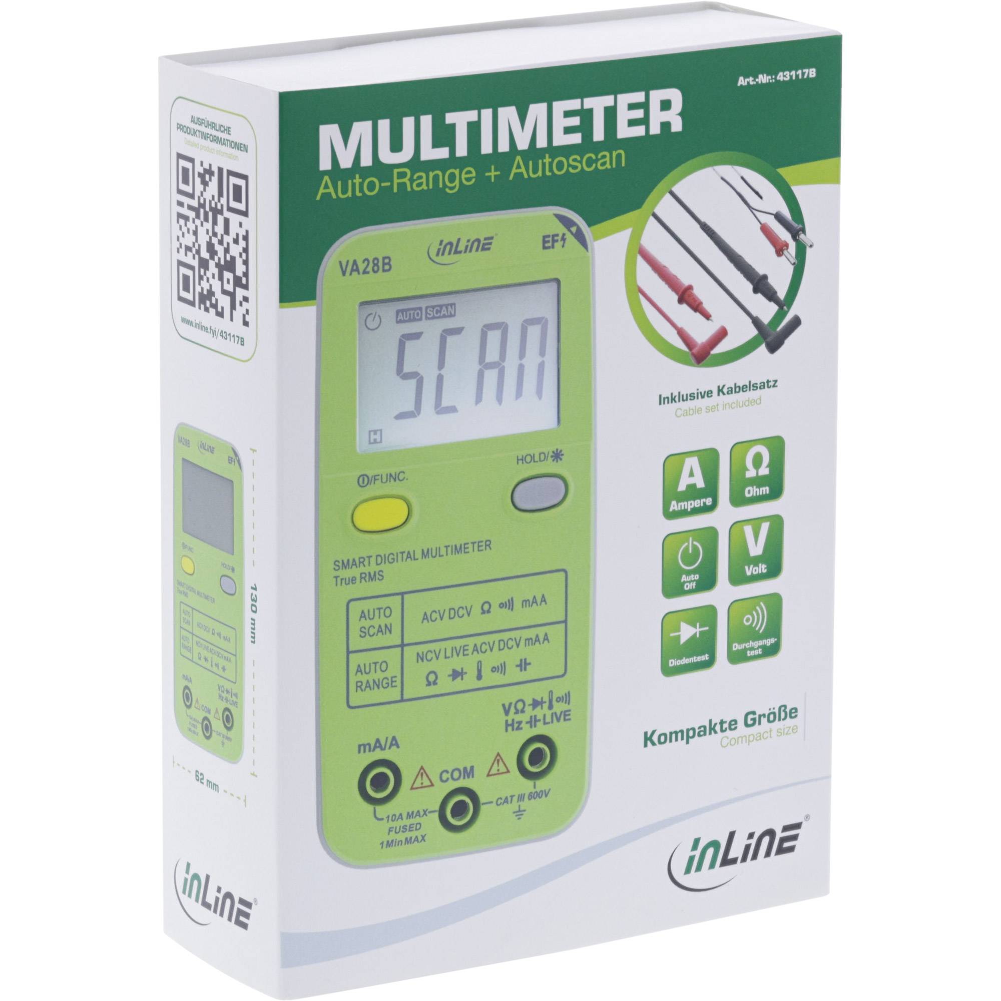 INLINE - Multimeter mit Auto-Range und Autoscan - Pocketformat