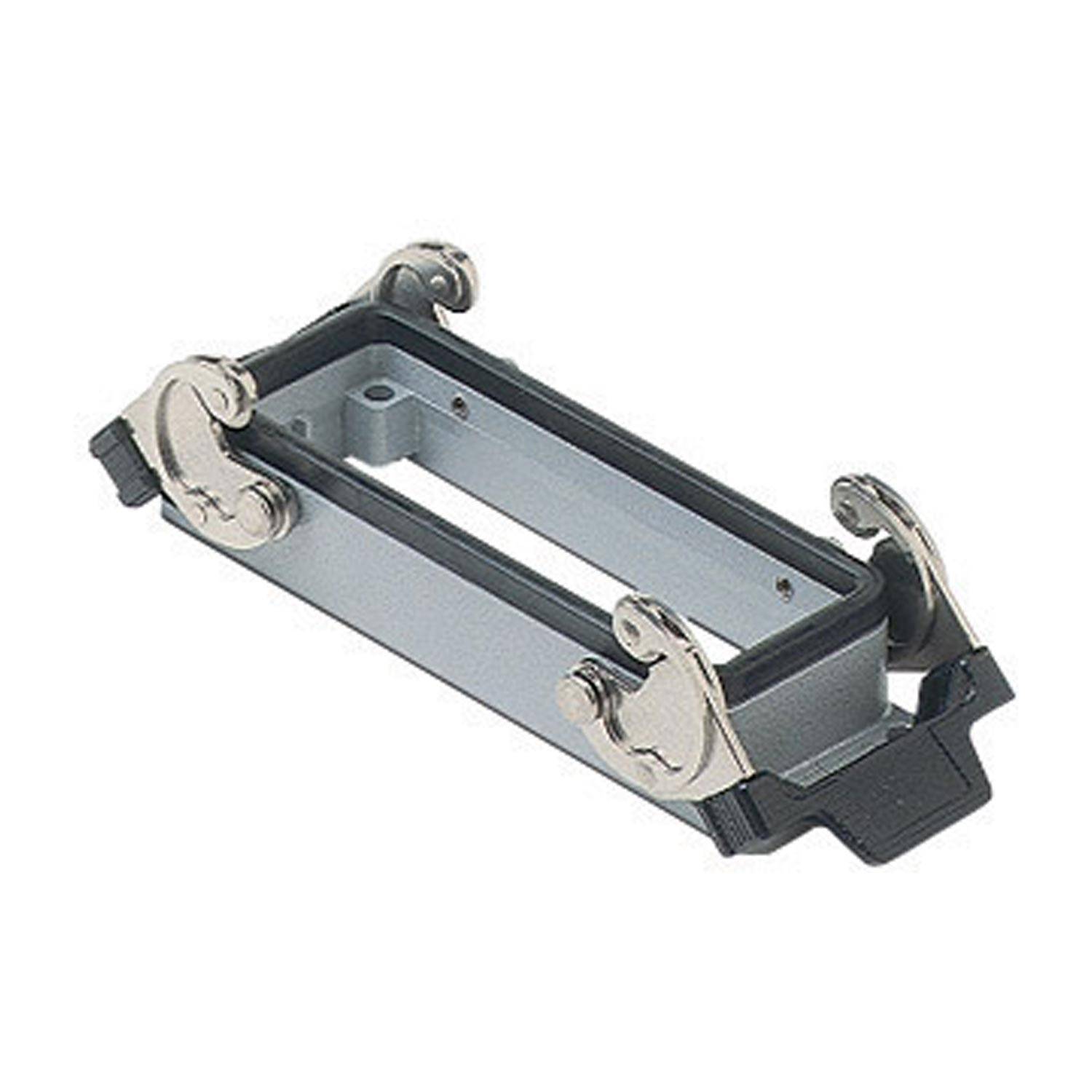 Ein Metallvorrichtungsrahmen mit Verschlüssen an jeder Ecke, konstruiert zum Halten und Sichern von elektronischen oder mechanischen Komponenten.