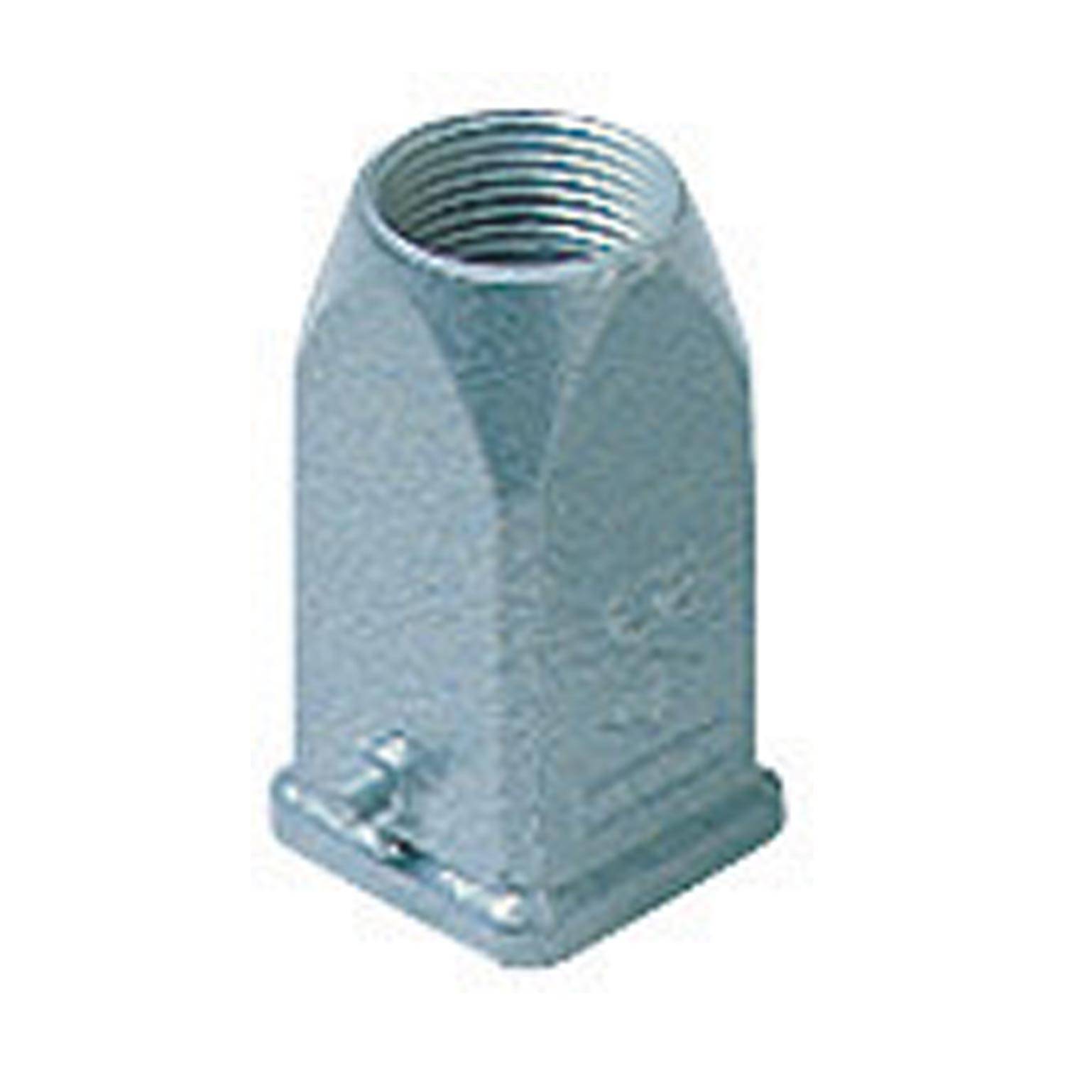 Ein metallisches, sechseckiges Teil mit einer Gewindeöffnung oben, verwendet als industrieller Verbinder oder Adapter.