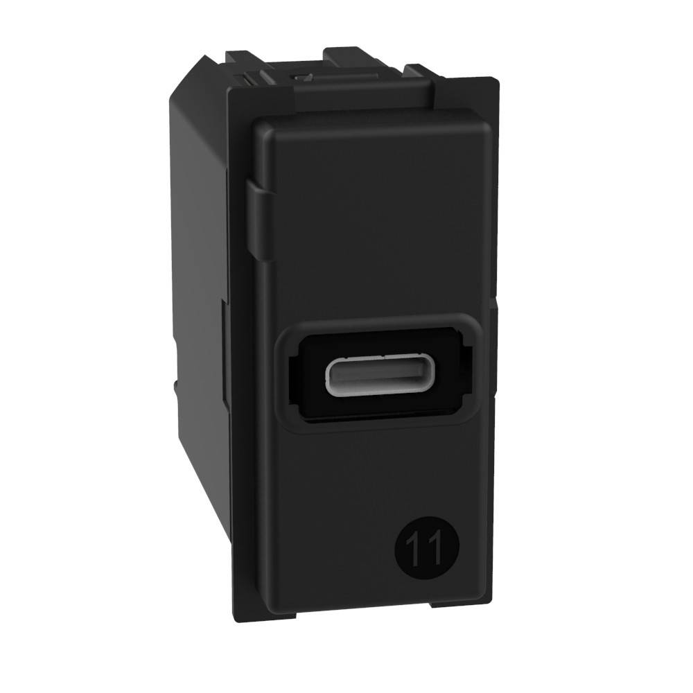 Ein schwarzer, rechteckiger USB Type-C Ladeanschluss-Modul, der in seiner unteren rechten Ecke mit der Nummer '11' beschriftet ist.