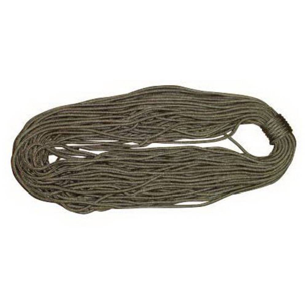 Ein Bündel von aufgewickeltem, braunfarbenem Seil, ordentlich arrangiert und geeignet für den Outdoor- oder Campingbereich.