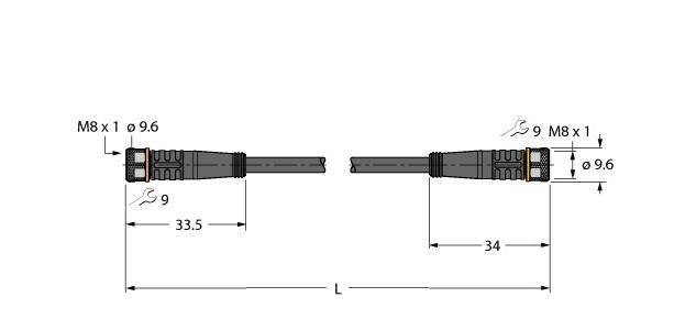 Turck Aktuator- u. Sensorleitung PKG4M-2-PKG4M/TXL