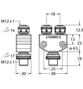 Turck Y-Verterteiler o. Leitung VB2-FSM5-2FKM5