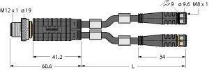 Turck Y-Verterteiler m. Leitung VBRS4.42PKG3M1/2/TEL