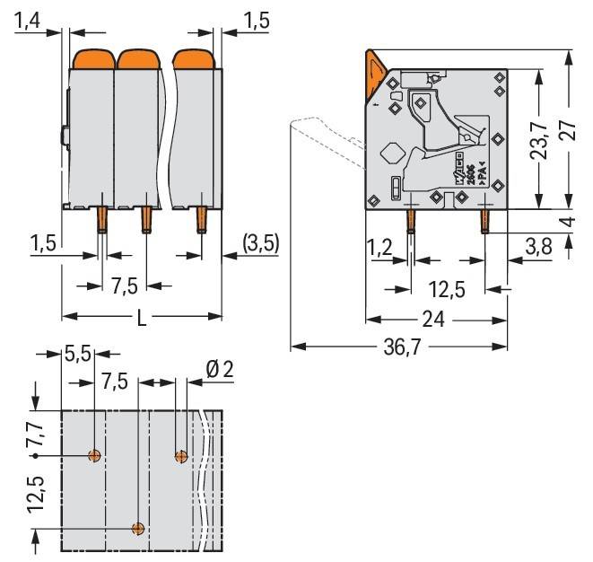 WAGO GmbH & Co. KG Leiterplattenklemme Hebel 2606-3108/020-000