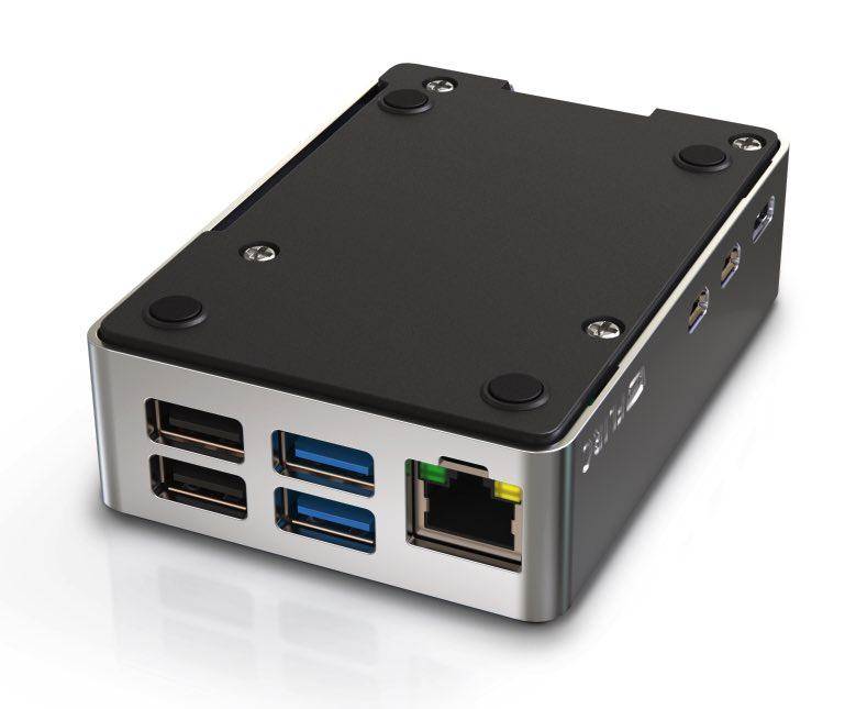 FLIRC Case - Aluminium Gehäuse für Raspberry Pi 5, silber/schwarz