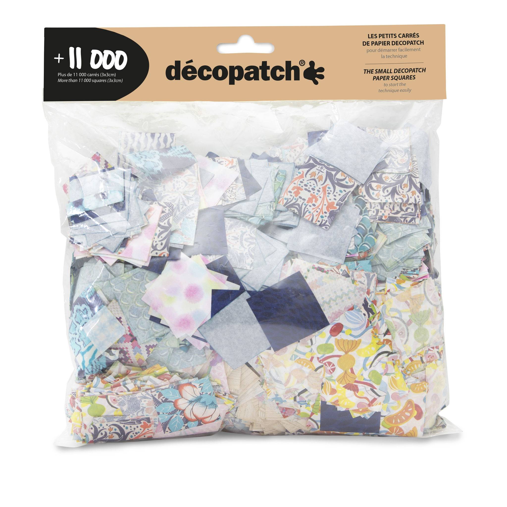 Décopatch Großpackung mit zugeschnittenen Bogen -Papier quadratisch 3x3cm MP007C