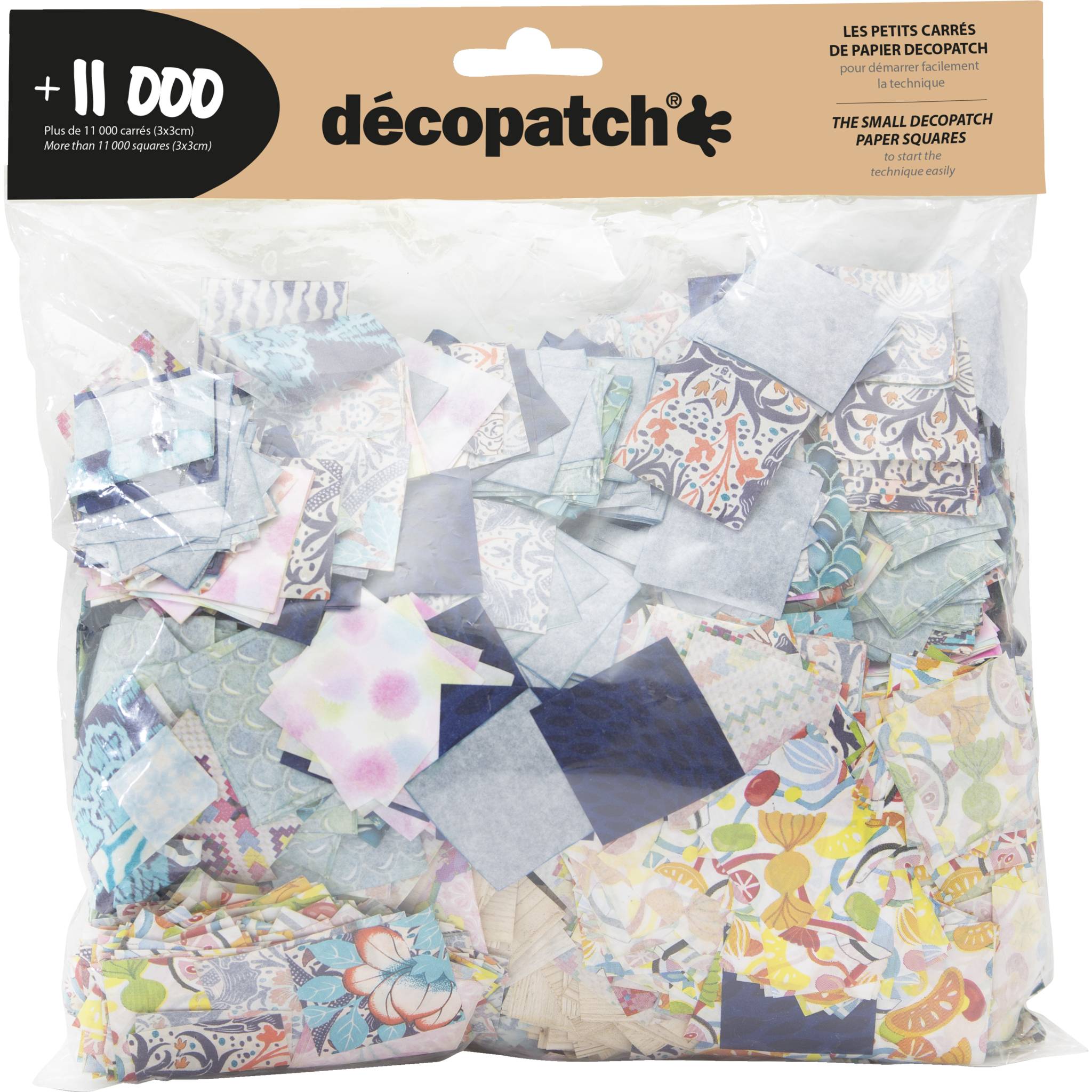 Décopatch Großpackung mit zugeschnittenen Bogen -Papier quadratisch 3x3cm MP007C