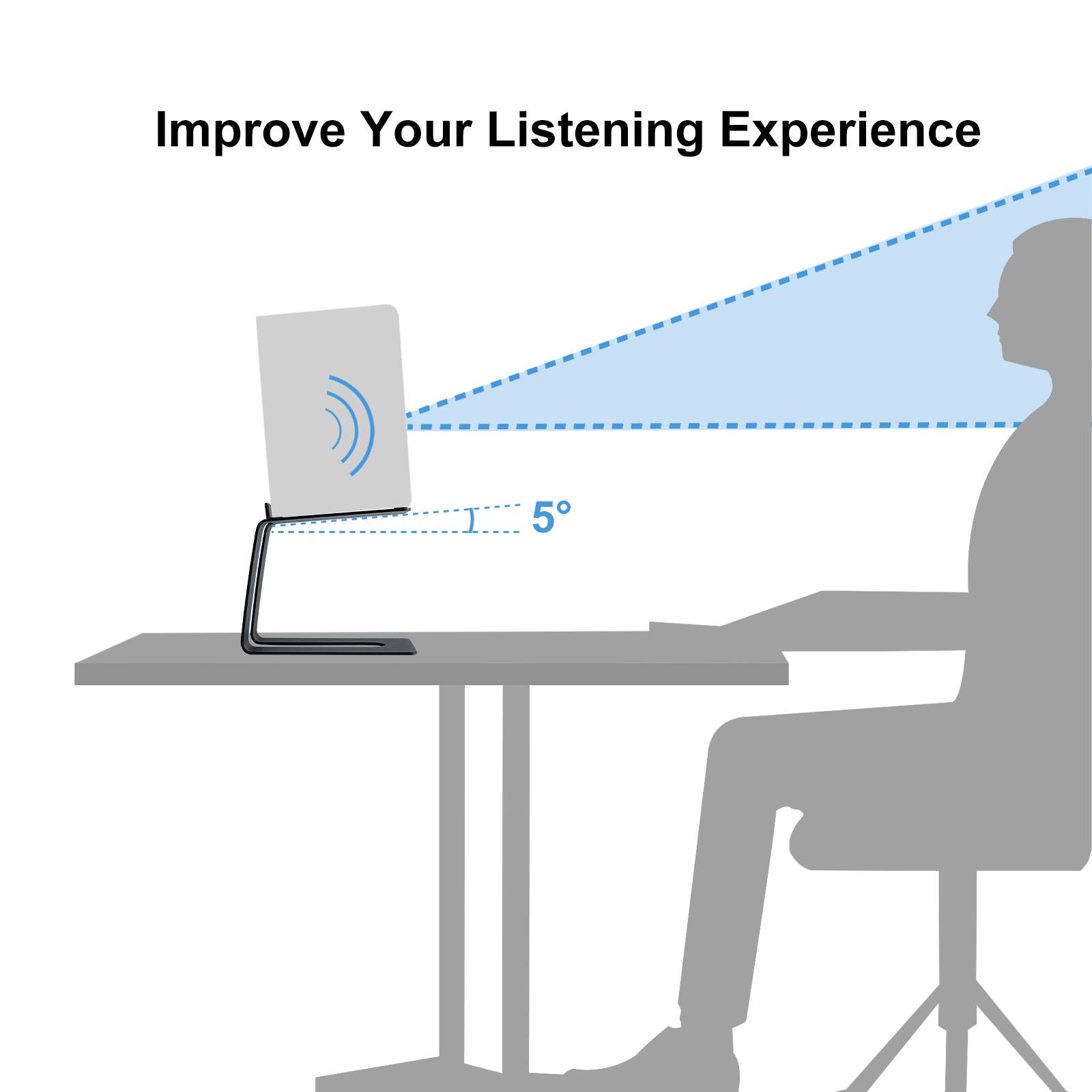 VENTRAY Desktop-Lautsprecherständer, Studiomonitor-Lautsprecherständer, vibrationsdämpfende, geneigte Tischlautsprecherständer, Schwarz(Paar)