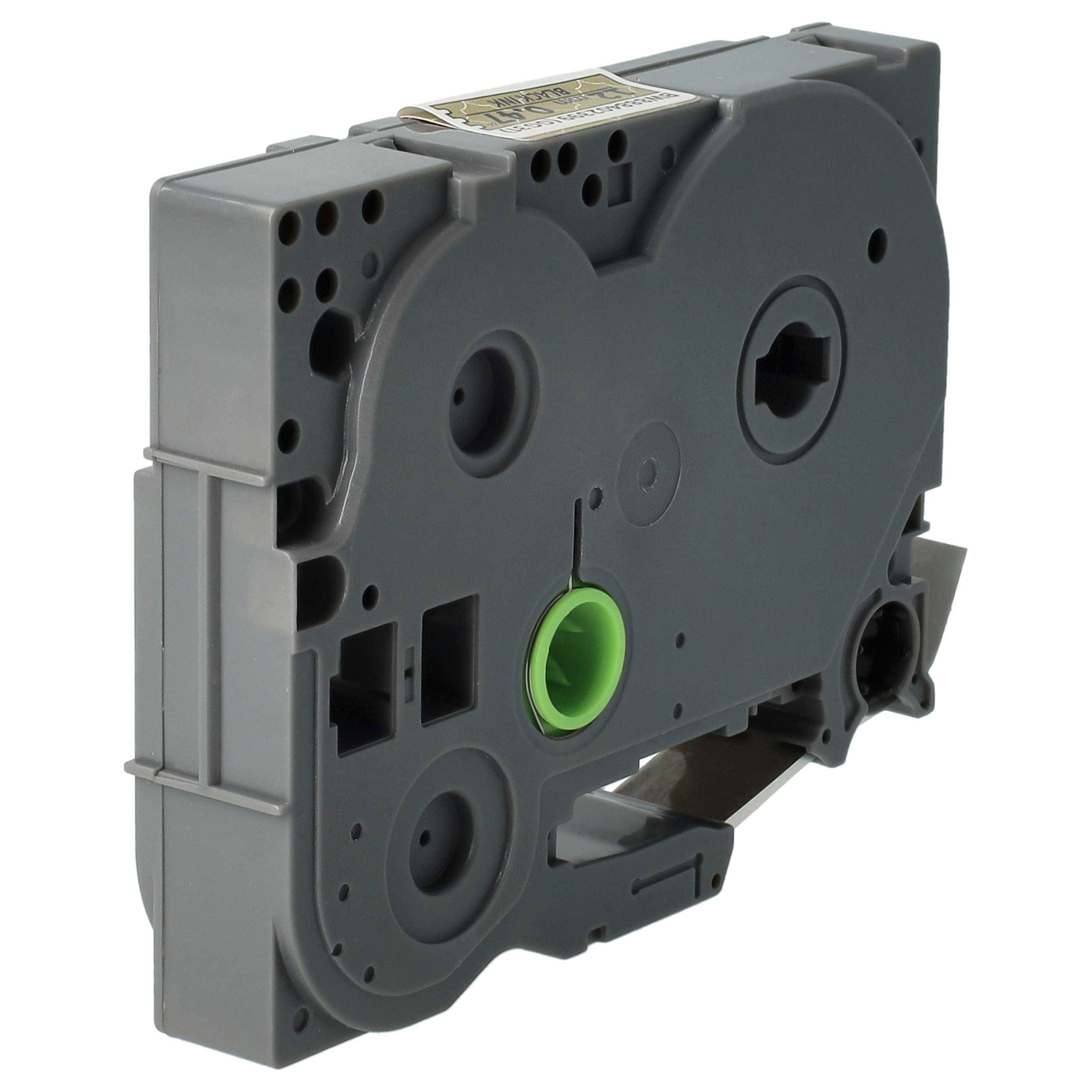 vhbw Schriftband-Kassette kompatibel mit Brother PT P300BT, P700, ST-5, RL-700S Etiketten-Drucker 4m x 12mm Schwarz auf Gold (geometrisch)