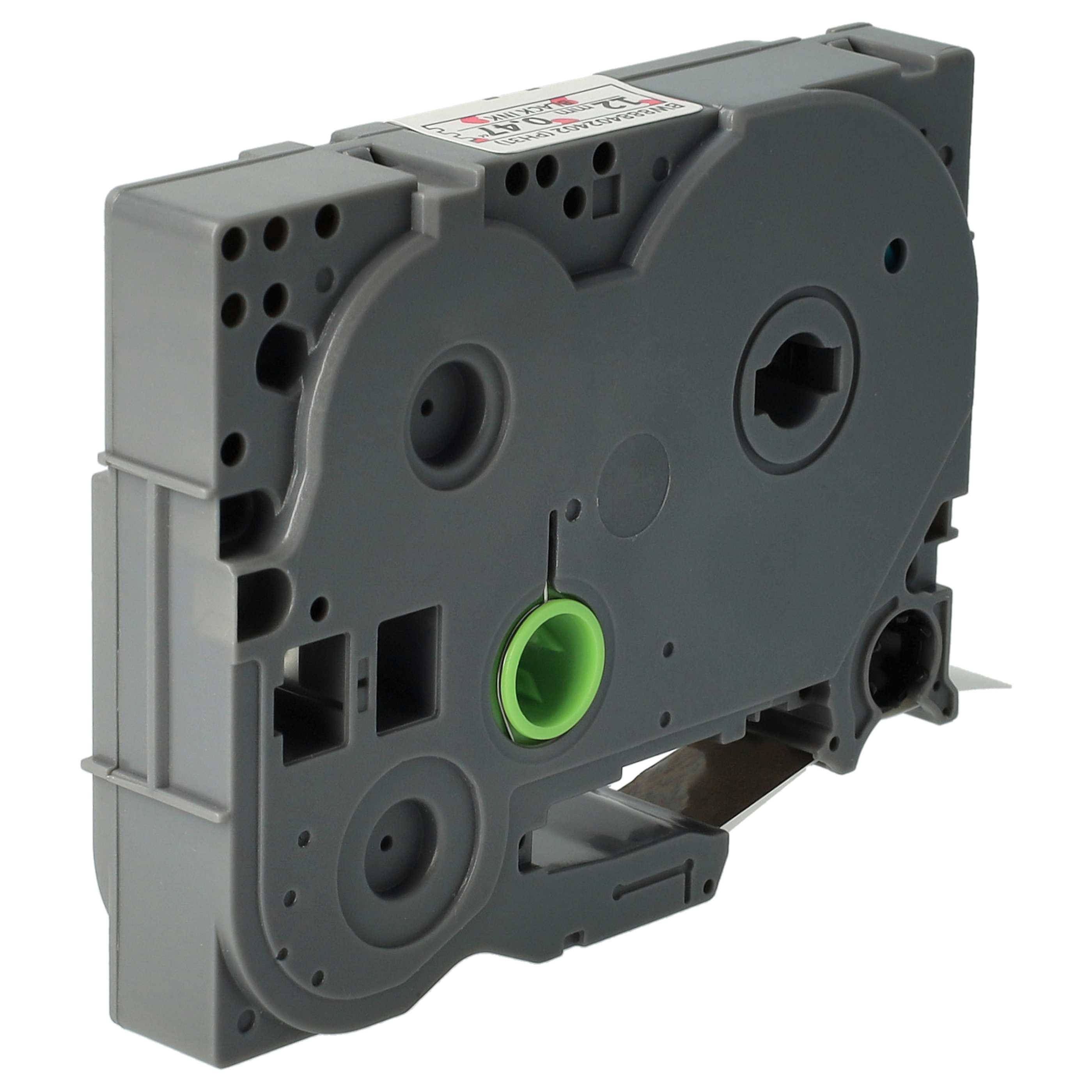 vhbw Schriftband-Kassette kompatibel mit Brother PT 1080BTS, 1080SBT, 1080 Etiketten-Drucker 4m x 12mm Schwarz auf Weiß m. rosa Herzen, Laminiert