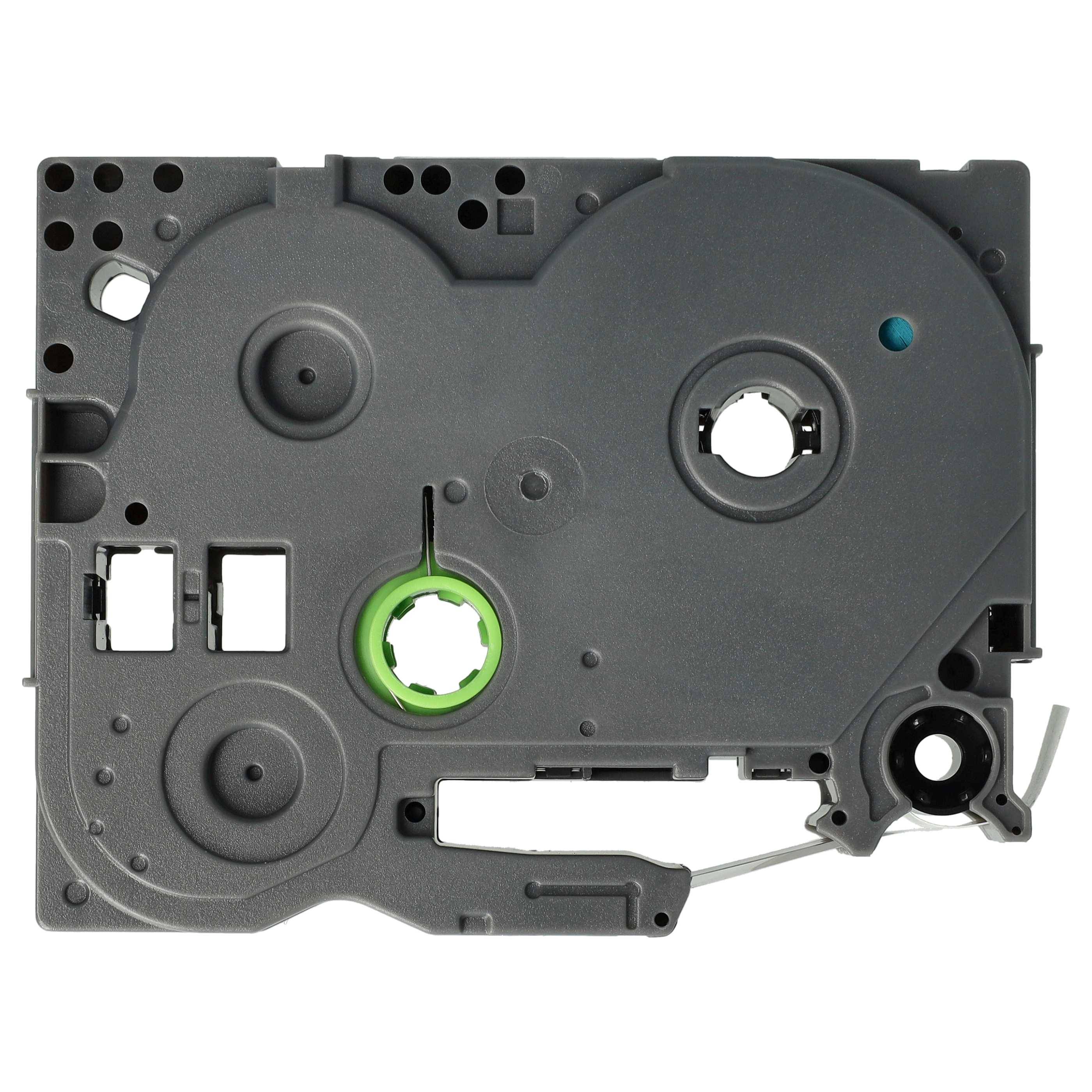 vhbw Schriftband-Kassette kompatibel mit Brother ST 1150, 1150DX, 5 Etiketten-Drucker 4m x 12mm Schwarz auf Weiß m. silberner Spitze, Laminiert