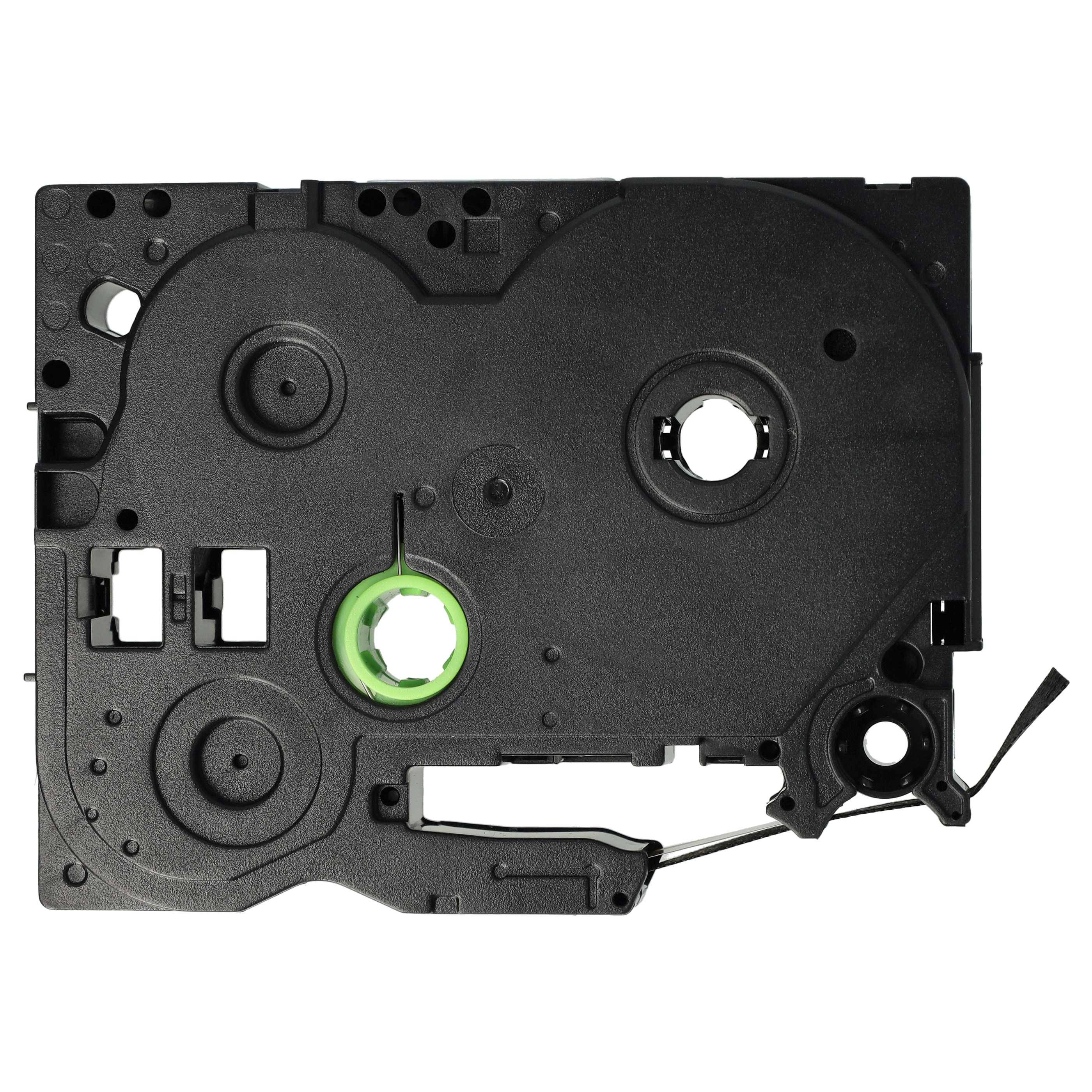 vhbw Schriftband-Kassette Textil kompatibel mit Brother PT D600, D450, D450VP, D400, D400VP, D215e Etiketten-Drucker 4m x 12mm Gold auf Schwarz