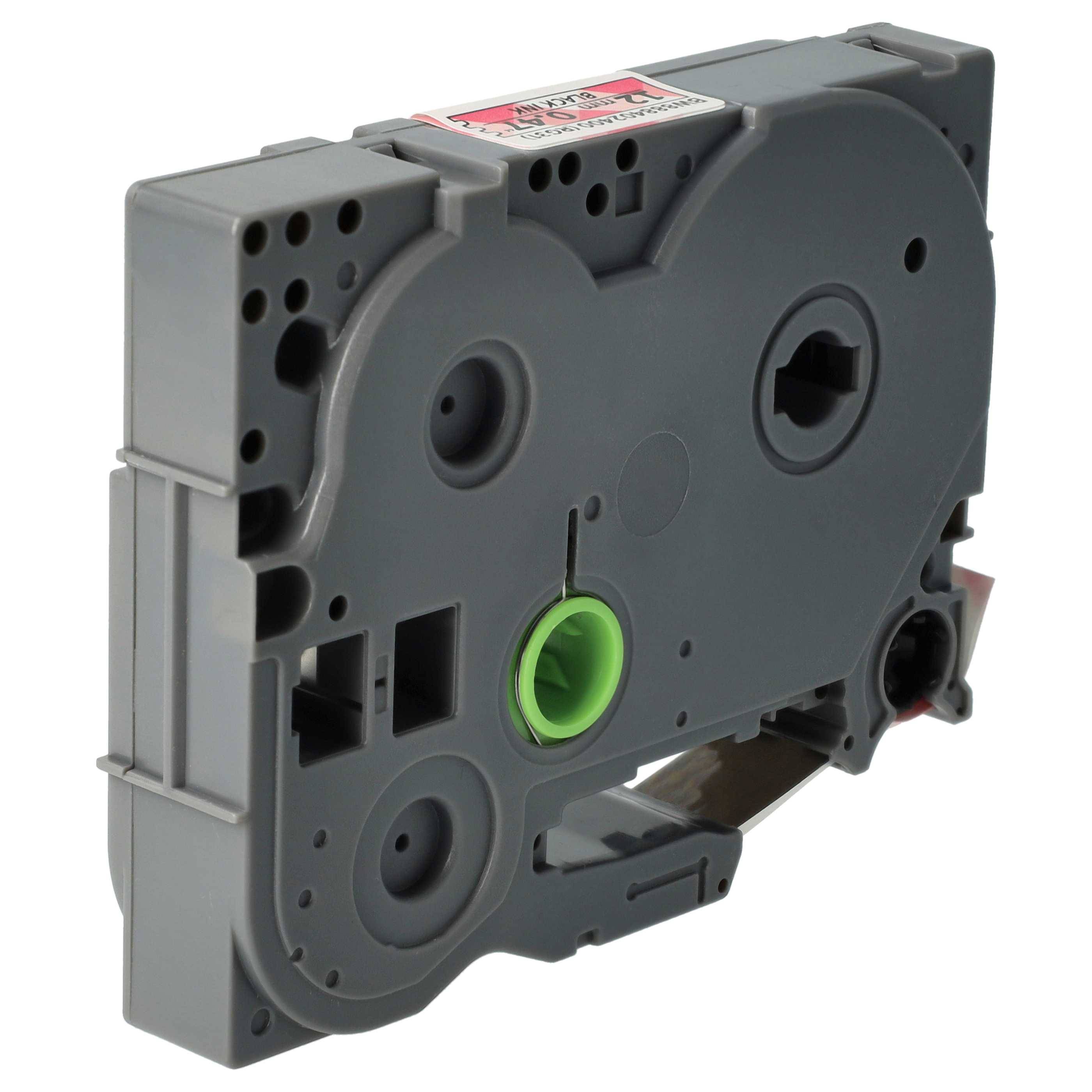 vhbw Schriftband-Kassette kompatibel mit Brother PT 350P, 3600, 4000, 350, 330 Etiketten-Drucker 4m x 12mm Schwarz auf Rot kariert, Laminiert