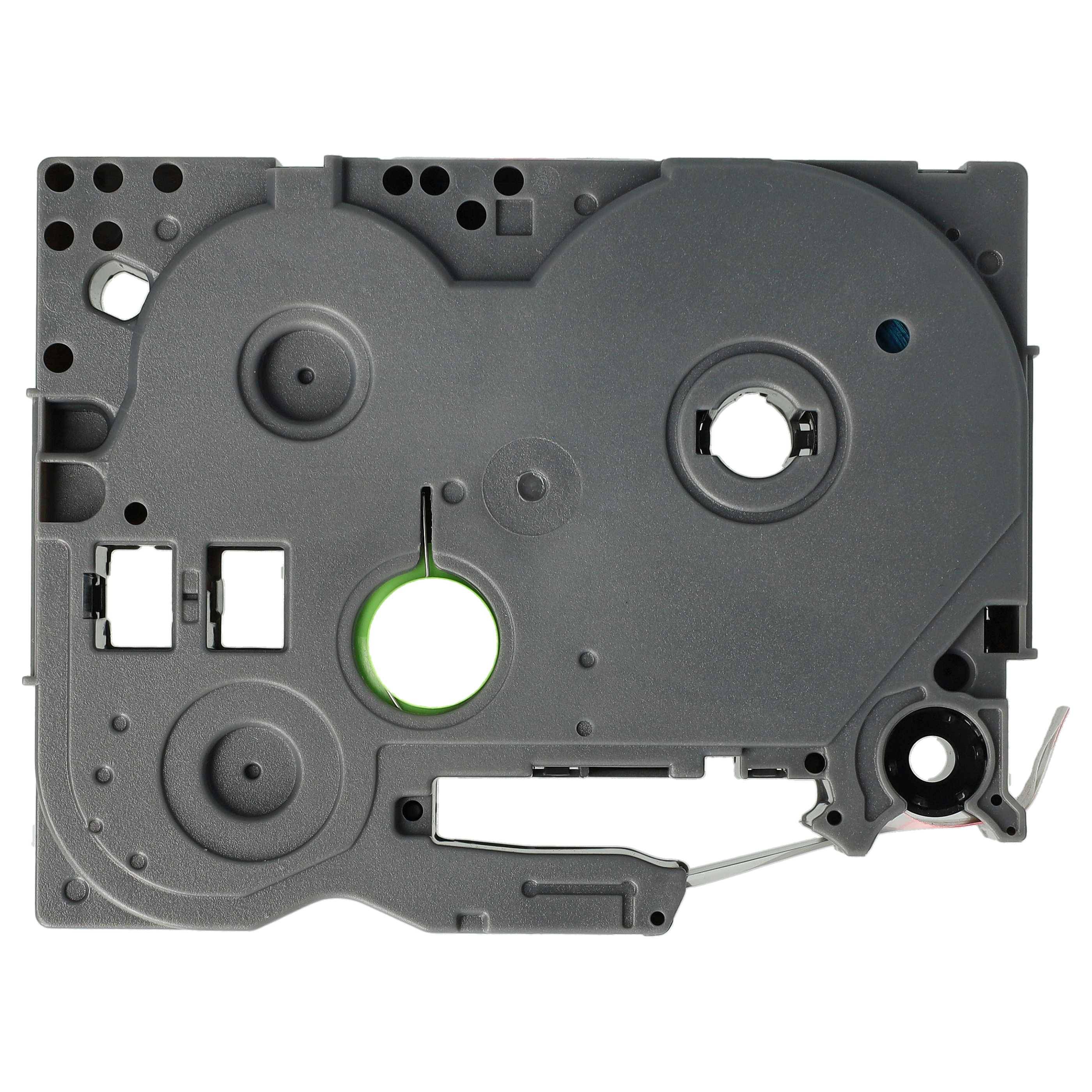 vhbw Schriftband-Kassette kompatibel mit Brother PT 1290VP, 1300, 1400, 1290SBVP Etiketten-Drucker 4m x 12mm Schwarz auf Rot kariert, Laminiert