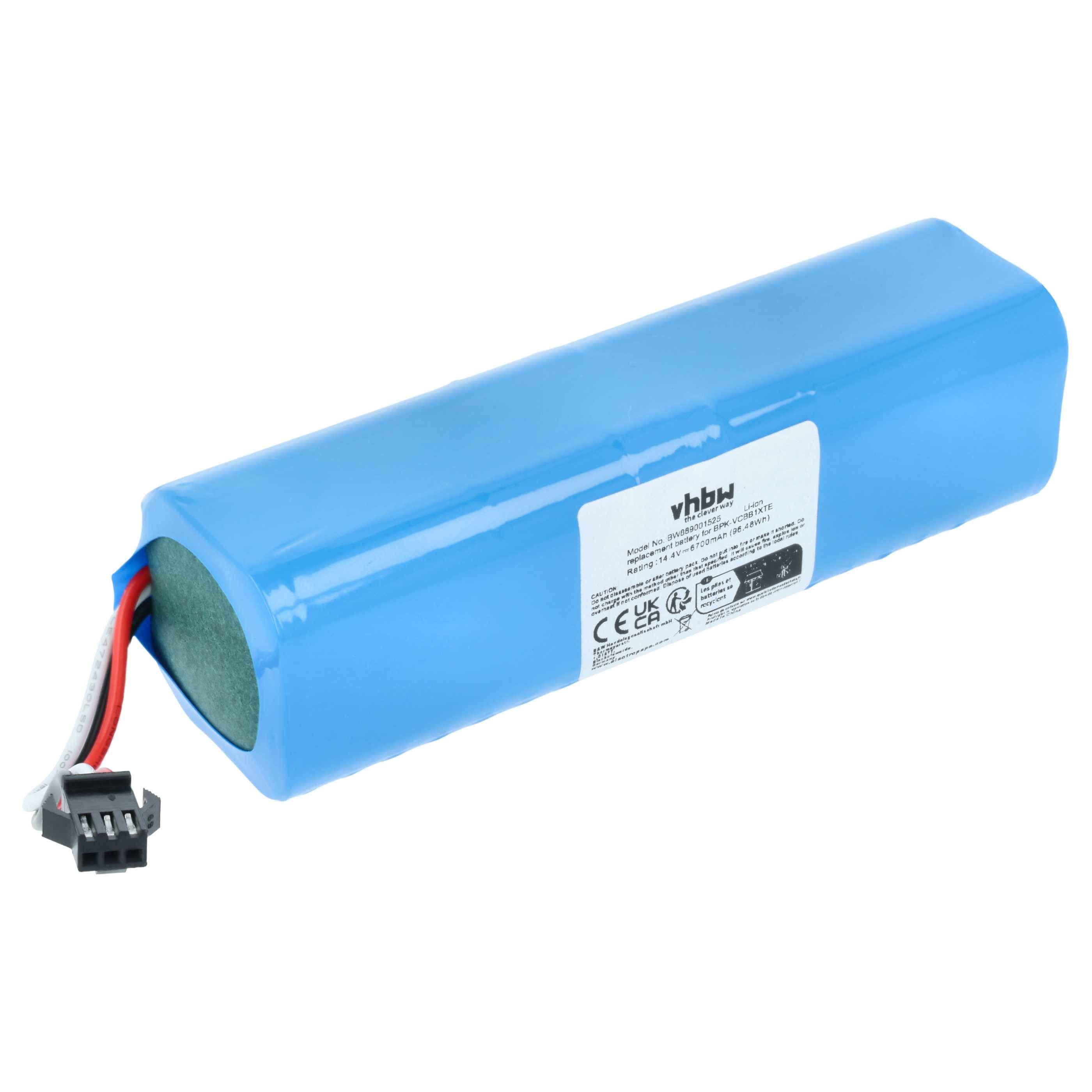 vhbw Akku Ersatz für Xiaomi SUN-INTE-279, 4INR19/66-2, SUN-INTE-181 für Saugroboter (6700 mAh, 14,4 V, Li-Ion)
