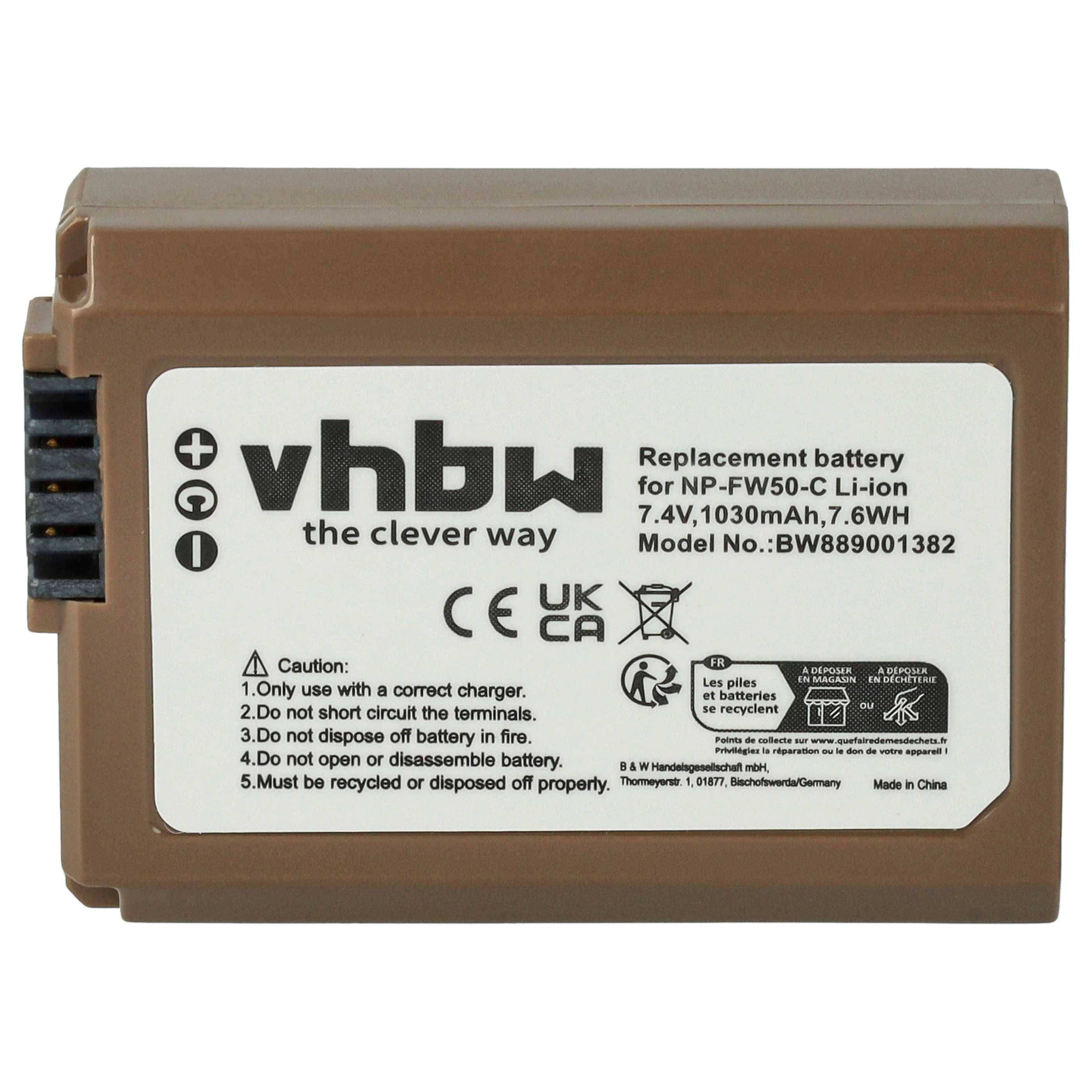vhbw 3x Akku kompatibel mit Sony Alpha ZV-E10 Kamera (1030 mAh, 7,4 V, Li-Ion), Infochip, USB-C Buchse