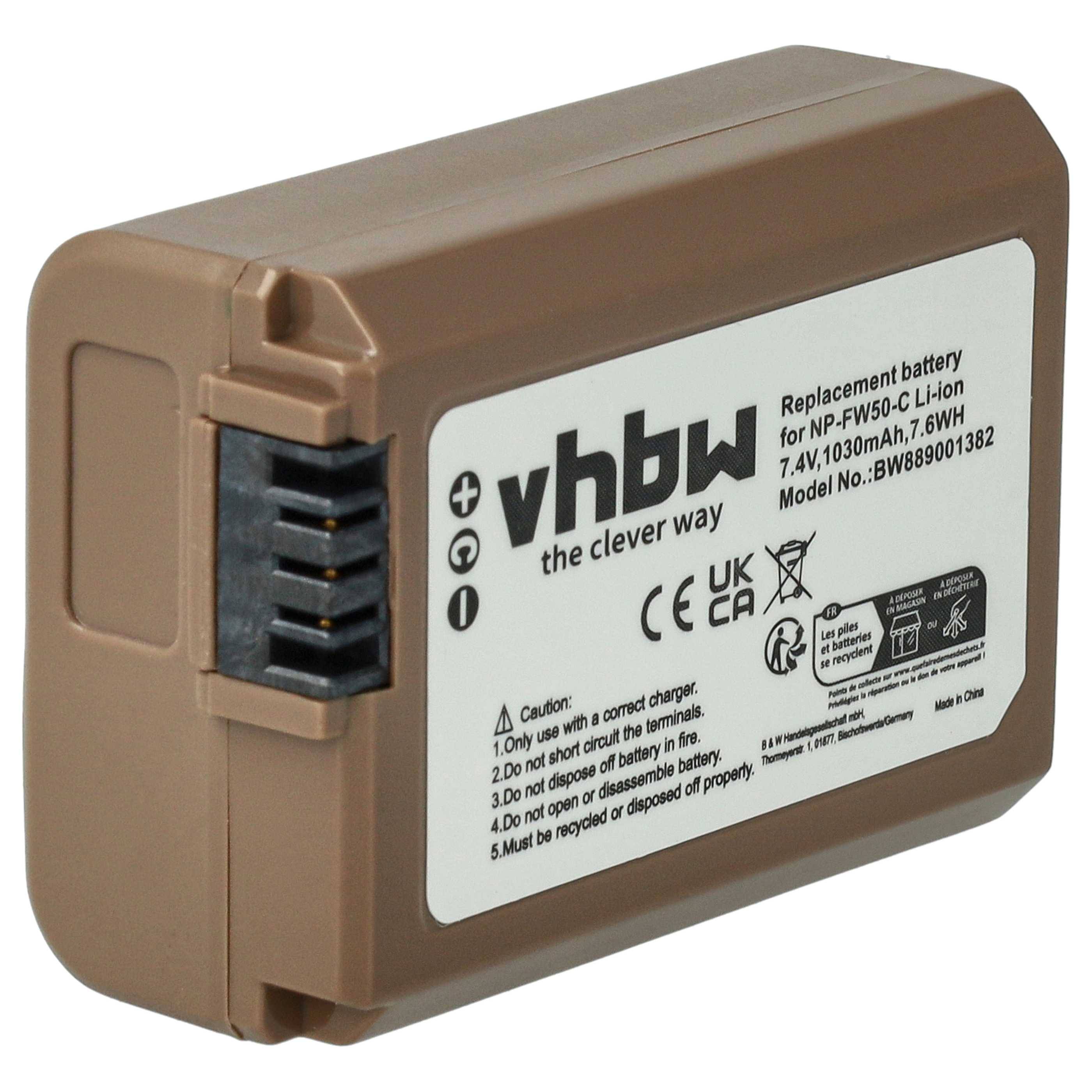 vhbw 3x Akku kompatibel mit Sony Alpha NEX-3NLW, NEX-3NYB, NEX-3NY Kamera (1030 mAh, 7,4 V, Li-Ion), Infochip, USB-C Buchse