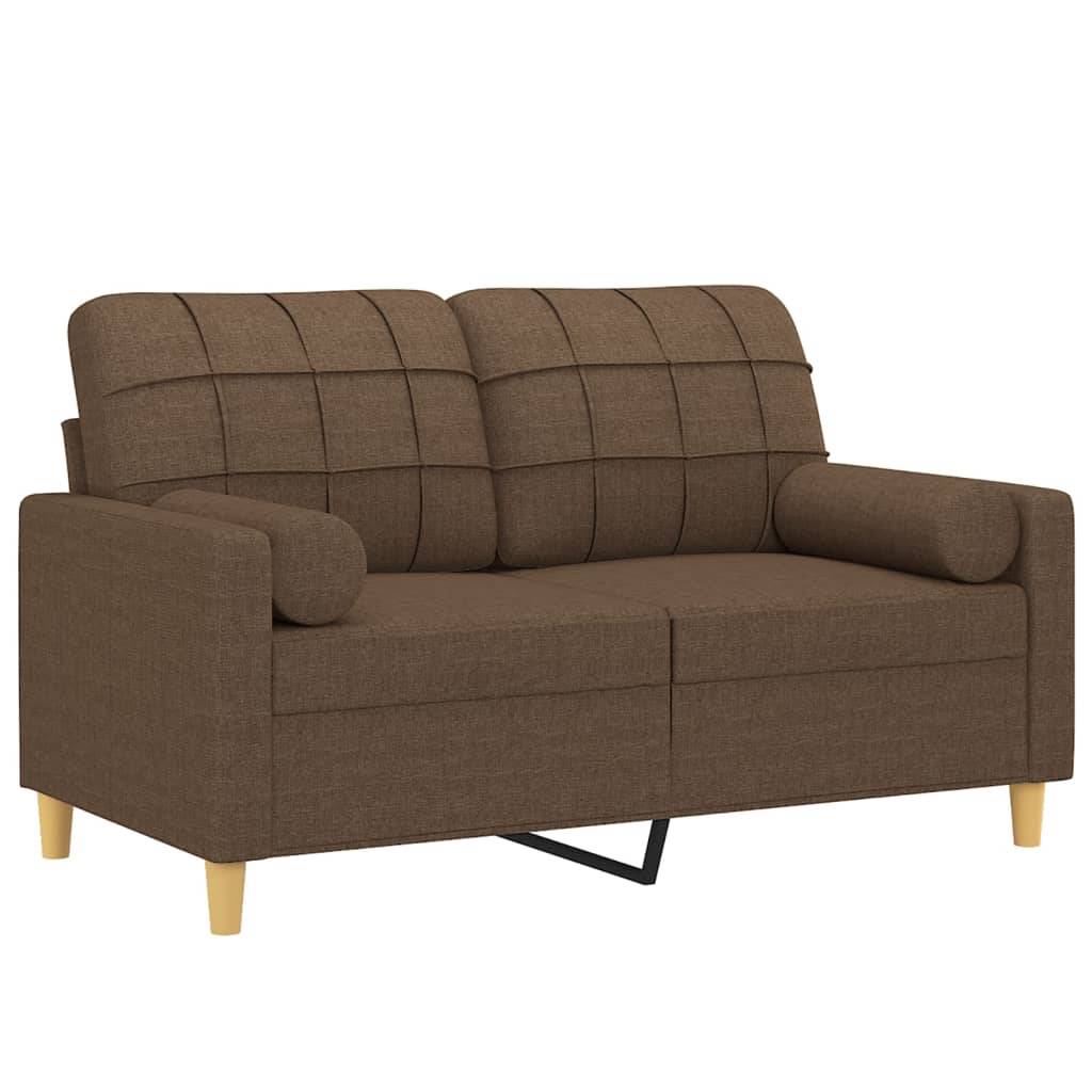 vidaXL 2-Sitzer-Sofa mit Zierkissen Braun 120 cm Stoff