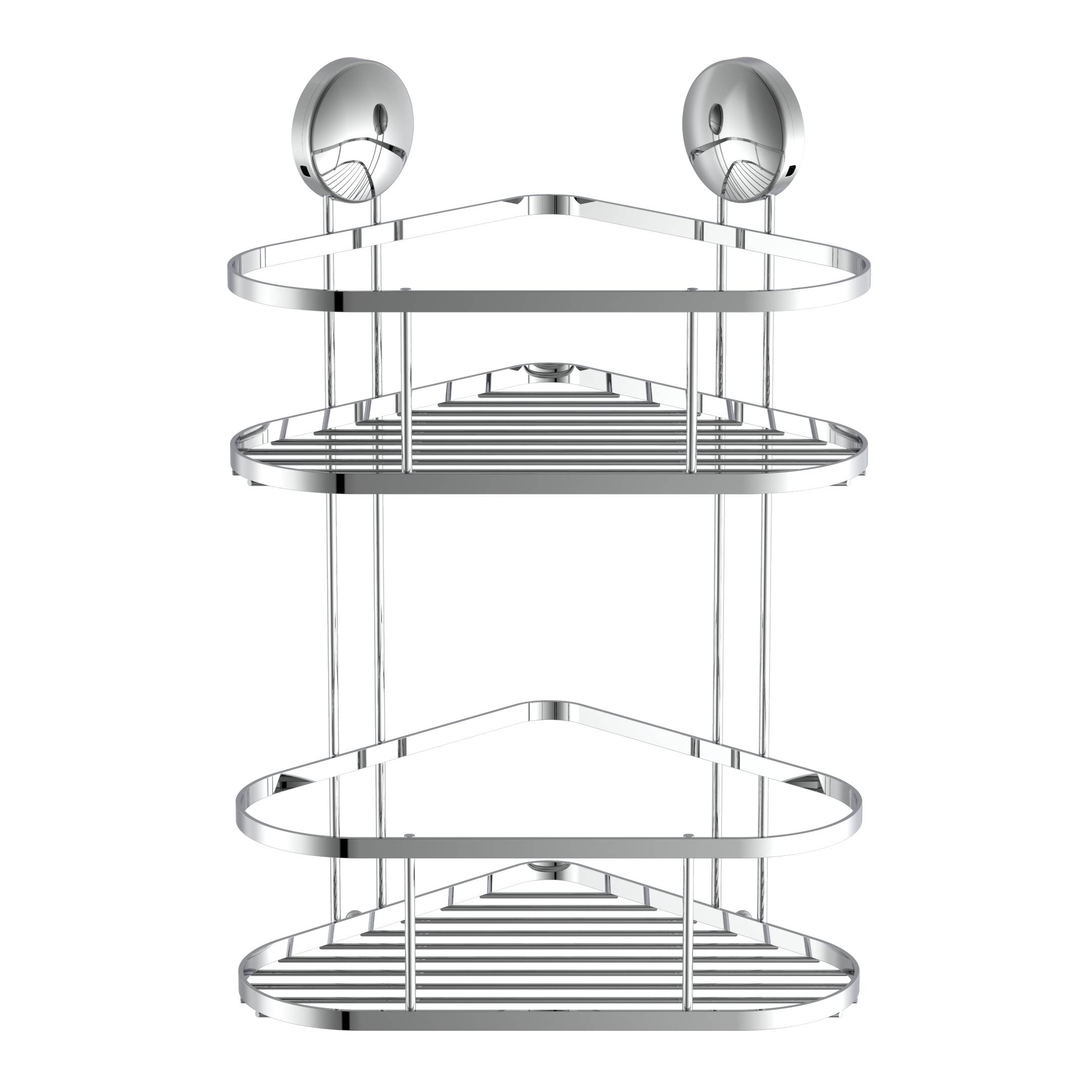 Dusch-Eckablage, Chrom, zum Kleben oder Schrauben, 2 Etagen