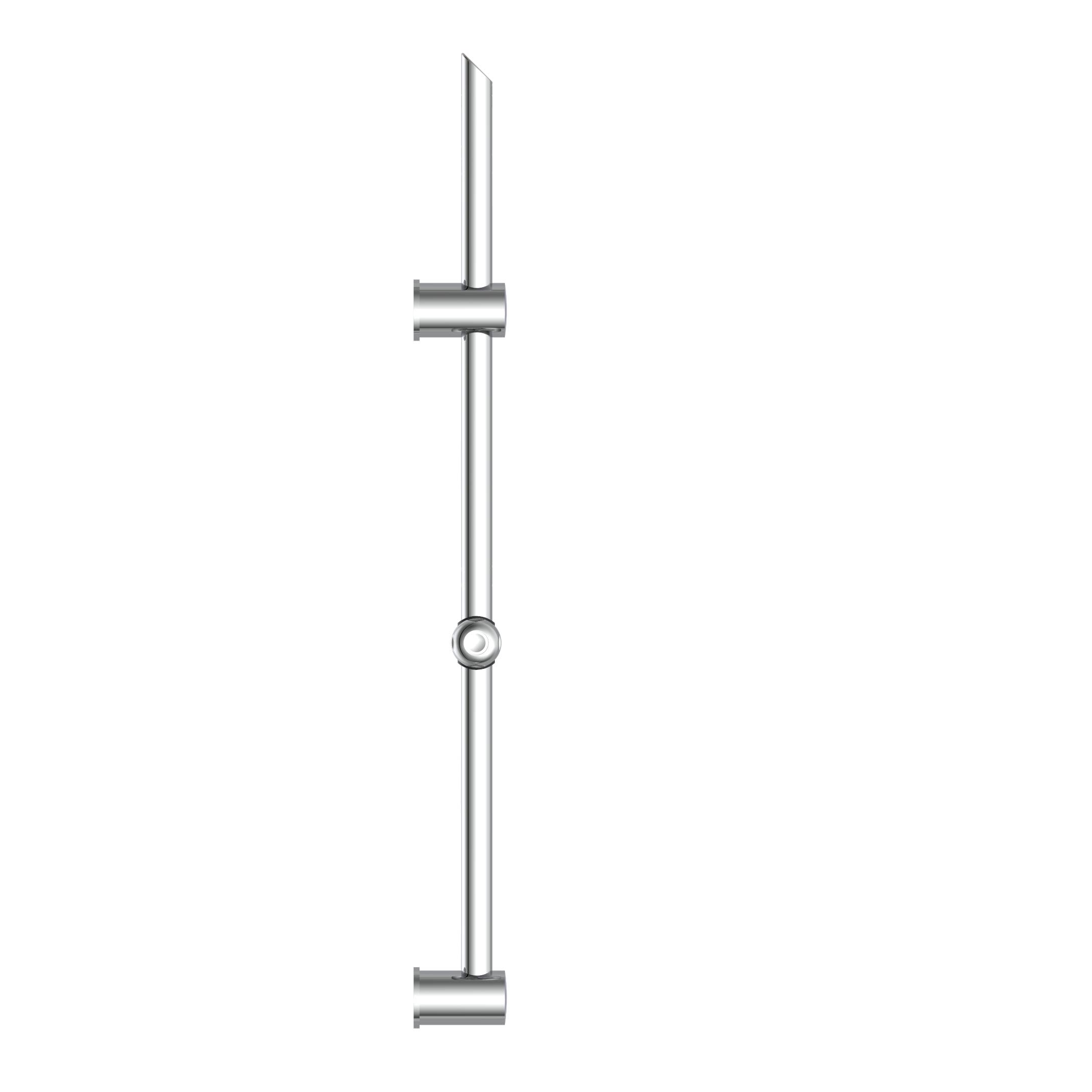 Eine silberne vertikale Linie mit einem zentralen kreisförmigen Knauf, der einem minimalistischen Türgriff ähnelt, auf schwarzem Hintergrund.