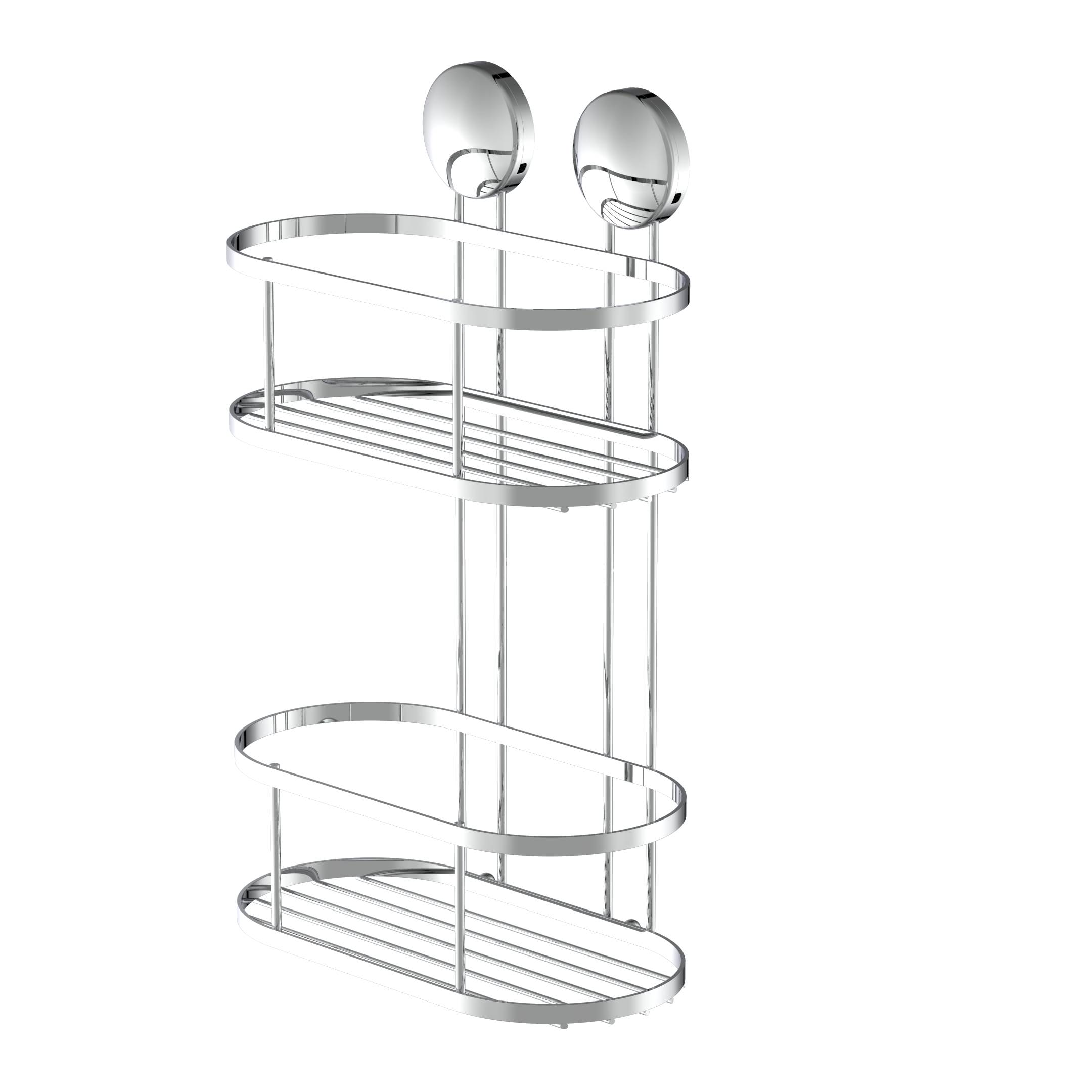 Dusch-Wandablage, Chrom, zum Kleben oder Schrauben, 2 Etagen