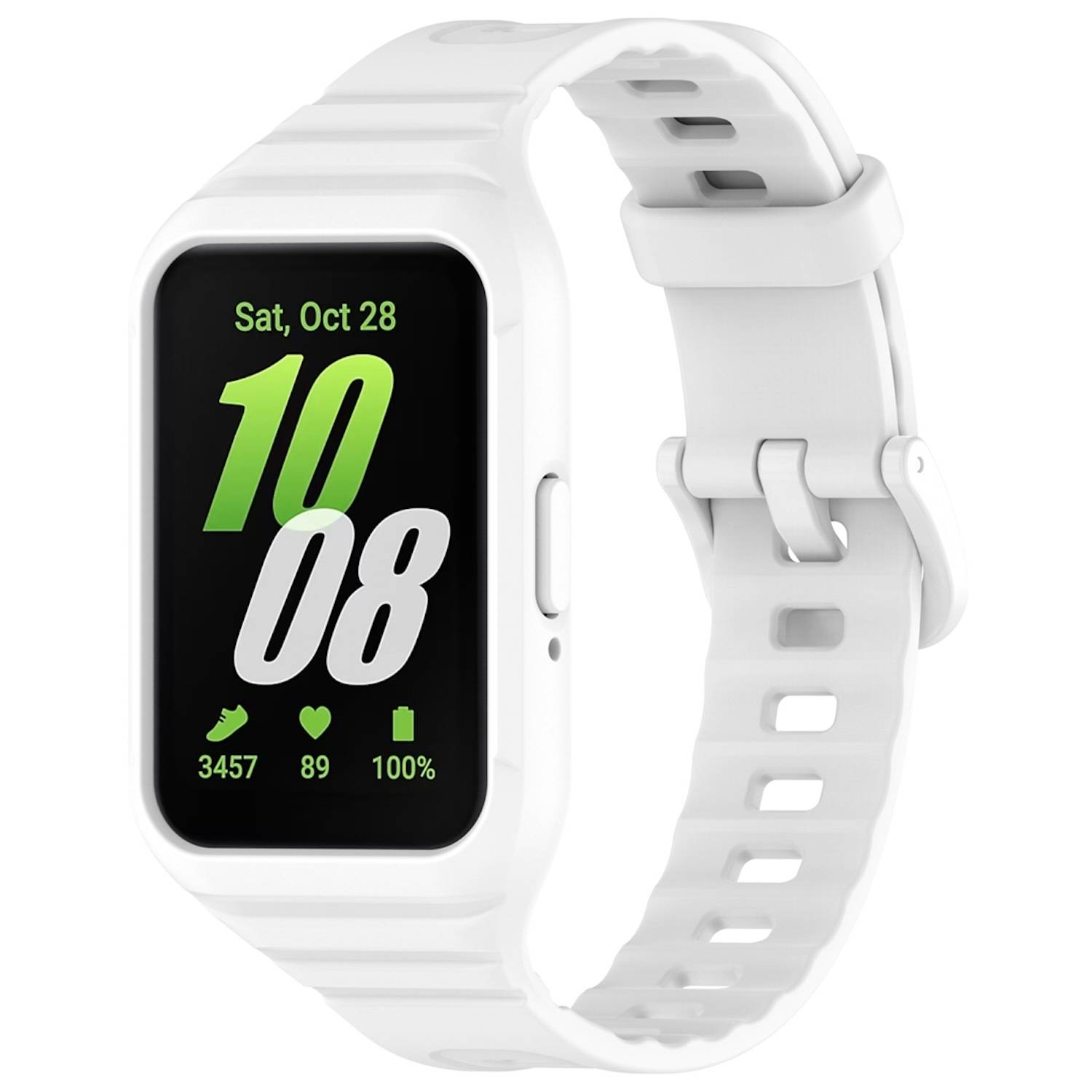 Für Samsung Galaxy Fit 3 TPU Uhrenarmband mit integriertem Gehäuse Ersatz Armband Weiß