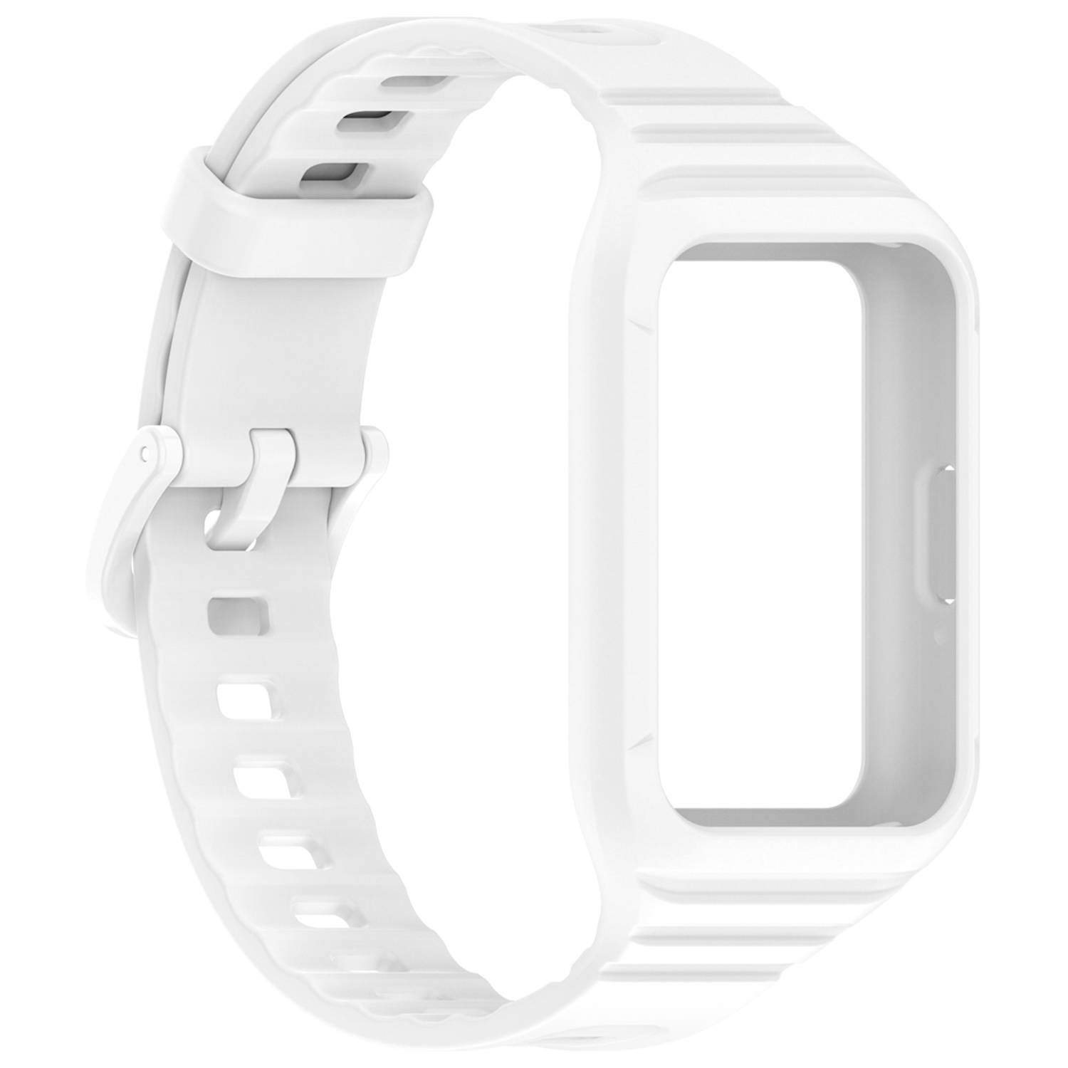 Für Samsung Galaxy Fit 3 TPU Uhrenarmband mit integriertem Gehäuse Ersatz Armband Weiß