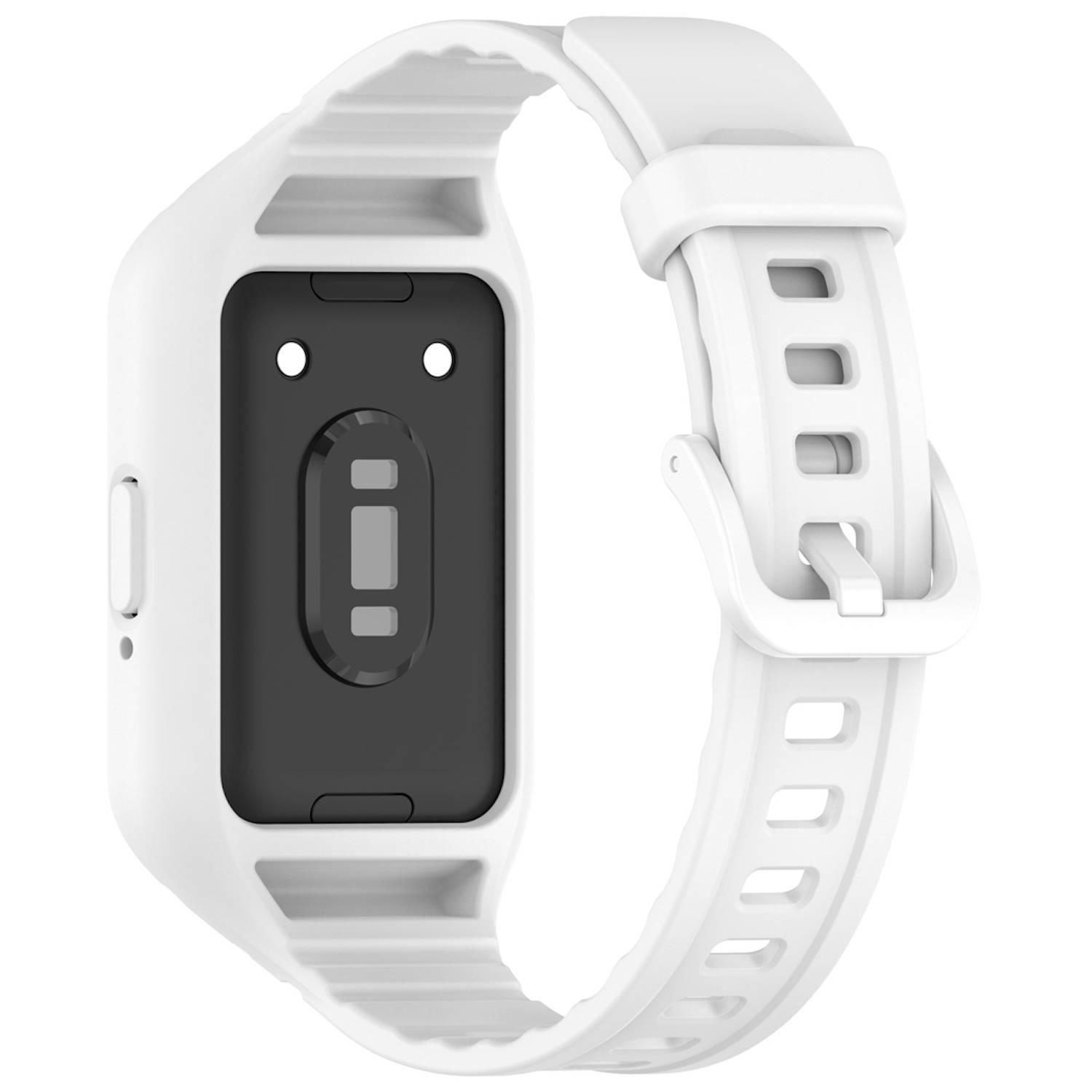 Für Samsung Galaxy Fit 3 TPU Uhrenarmband mit integriertem Gehäuse Ersatz Armband Weiß
