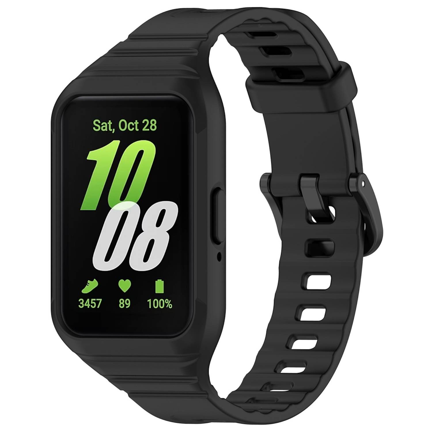 Für Samsung Galaxy Fit 3 TPU Uhrenarmband mit integriertem Gehäuse Ersatz Armband Schwarz