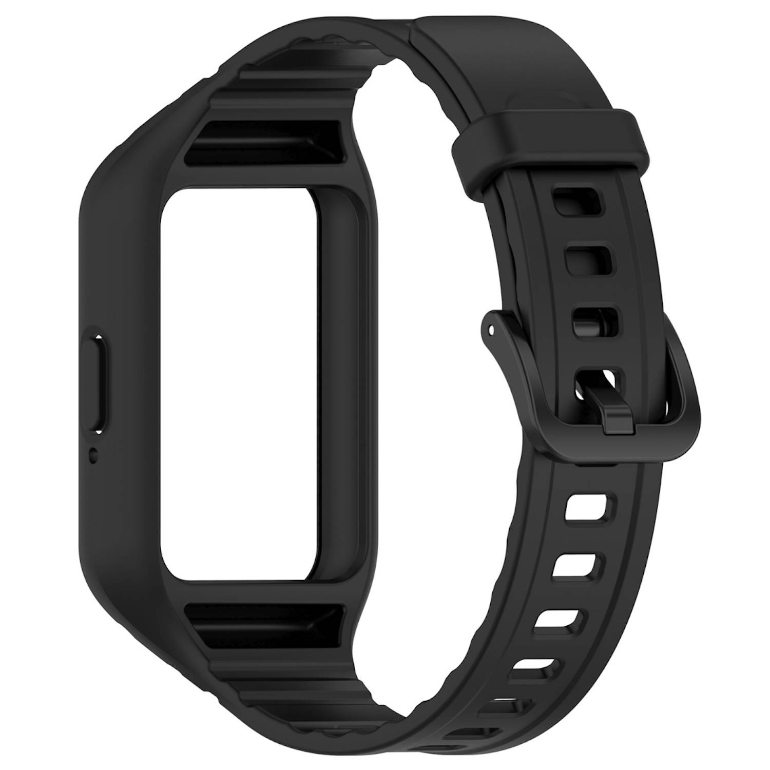 Für Samsung Galaxy Fit 3 TPU Uhrenarmband mit integriertem Gehäuse Ersatz Armband Schwarz