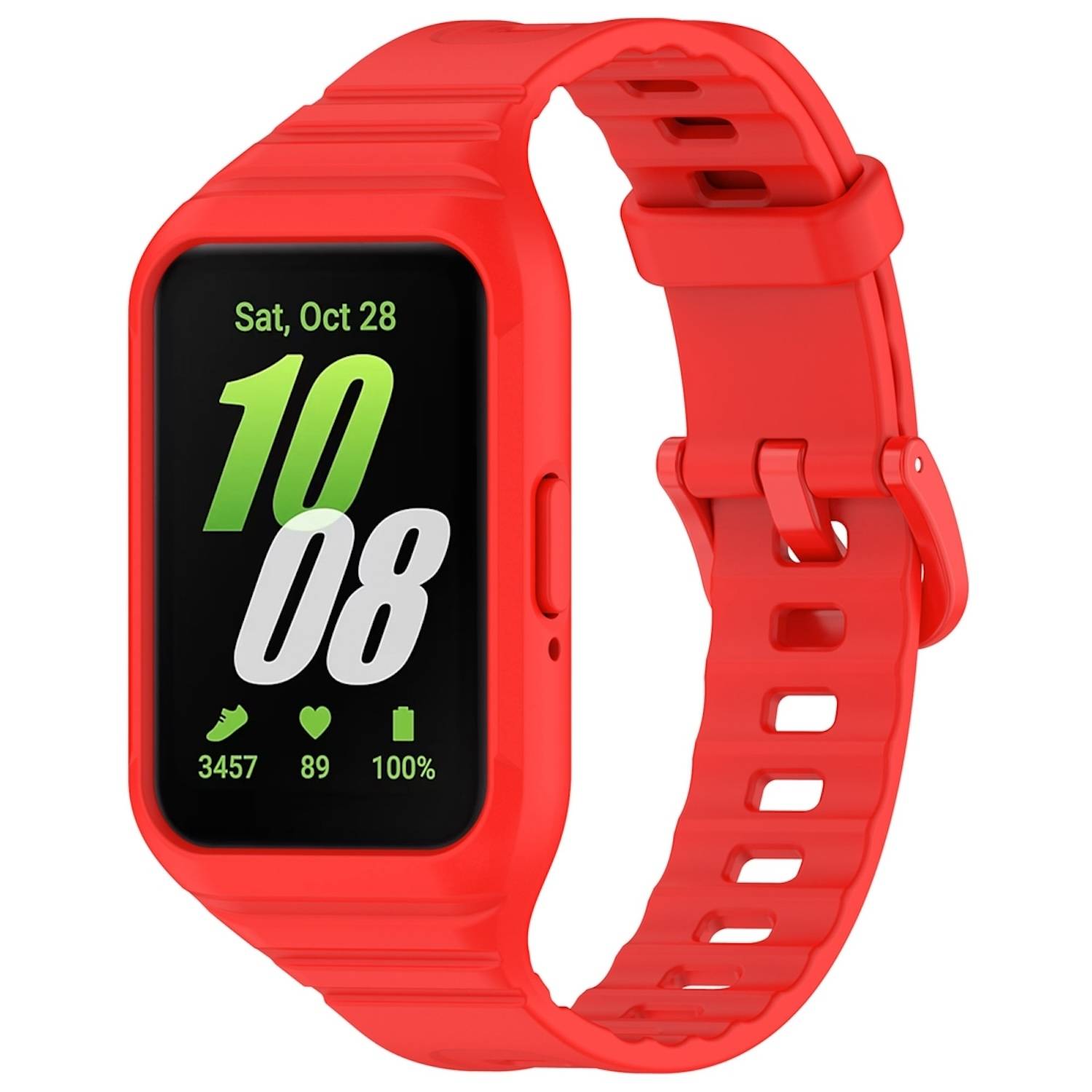 Für Samsung Galaxy Fit 3 TPU Uhrenarmband mit integriertem Gehäuse Ersatz Armband Rot