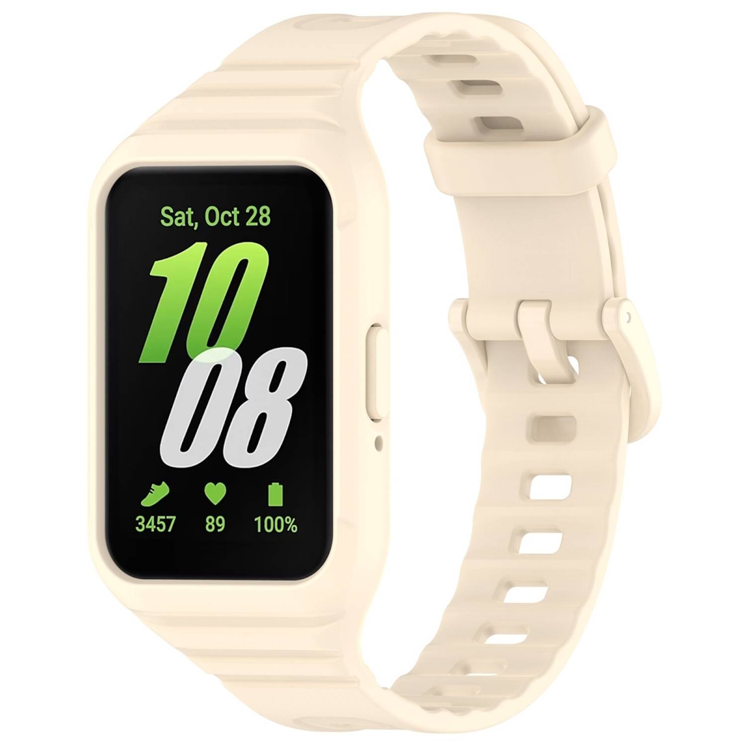 Für Samsung Galaxy Fit 3 TPU Uhrenarmband mit integriertem Gehäuse Ersatz Armband Beige