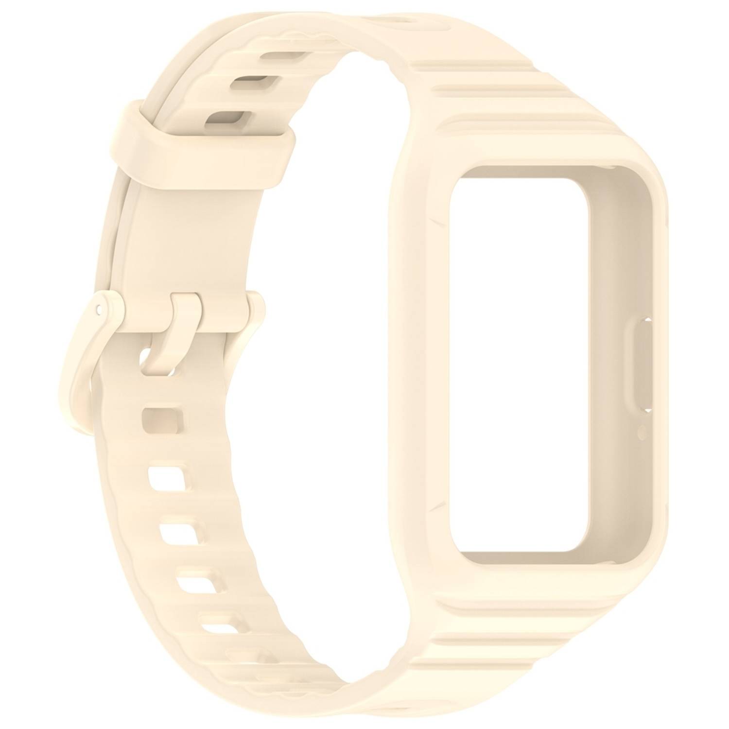 Für Samsung Galaxy Fit 3 TPU Uhrenarmband mit integriertem Gehäuse Ersatz Armband Beige