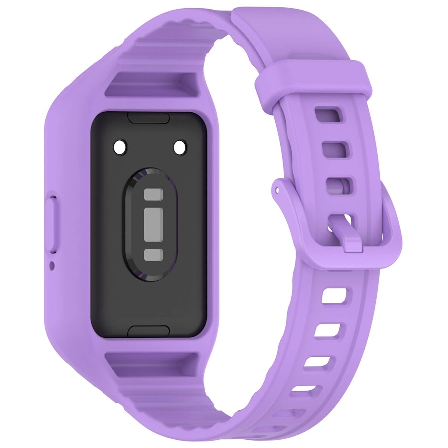 Für Samsung Galaxy Fit 3 TPU Uhrenarmband mit integriertem Gehäuse Ersatz Armband Lila