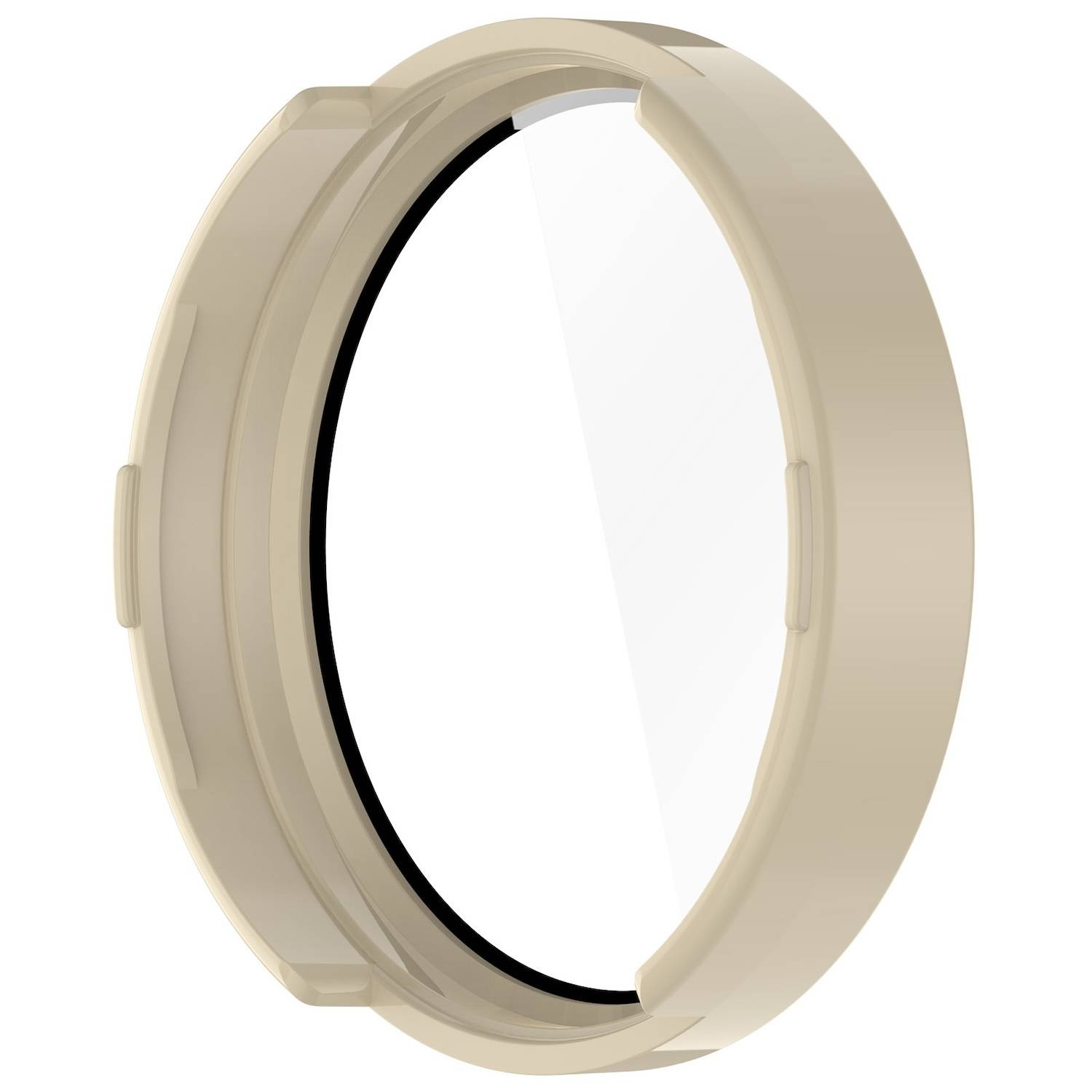 Für Garmin Lily 2 Kunststoff PC Smart Watch Hülle + H9 Schutz Hart Glas Beige