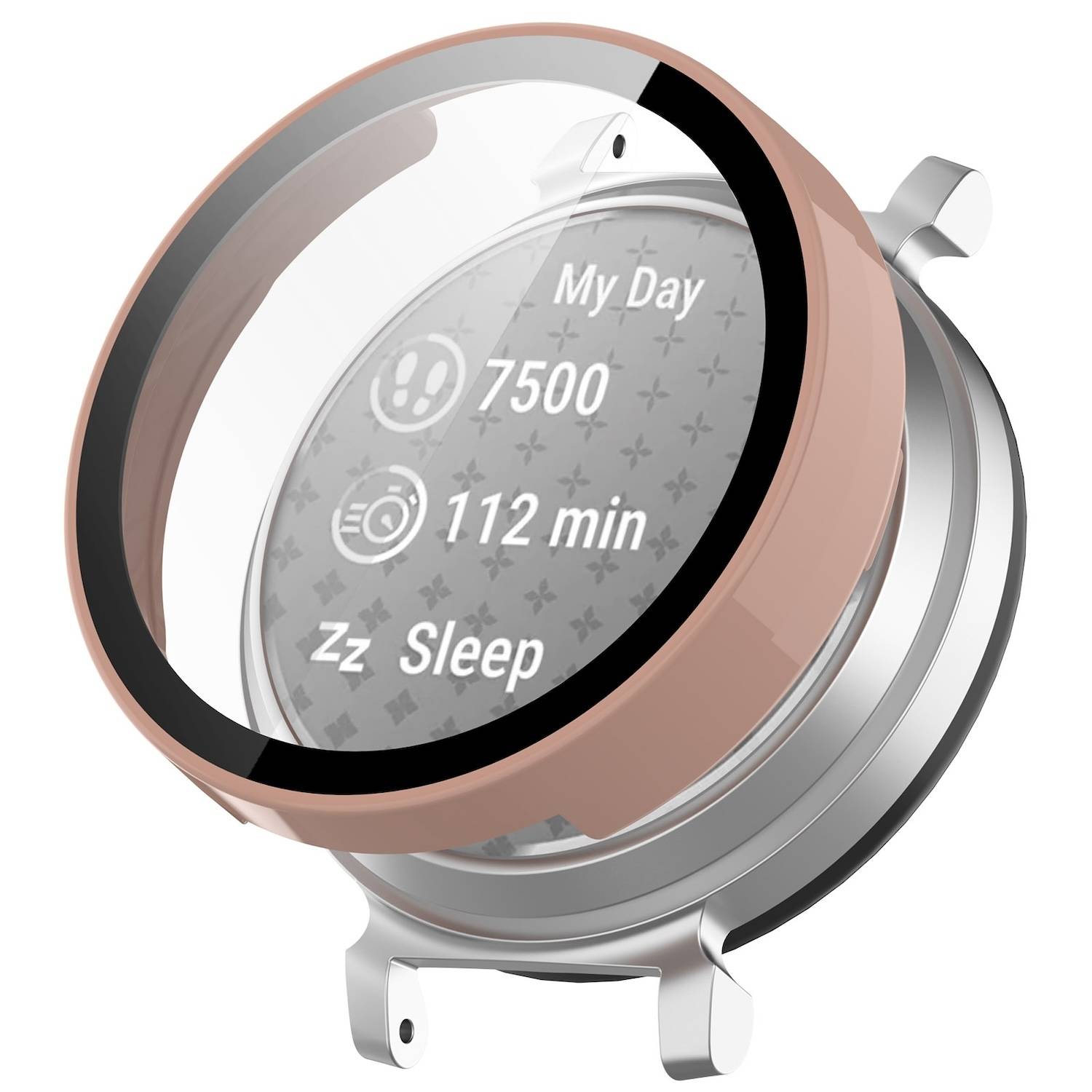 Für Garmin Lily 2 Kunststoff PC Smart Watch Hülle + H9 Schutz Hart Glas Pink