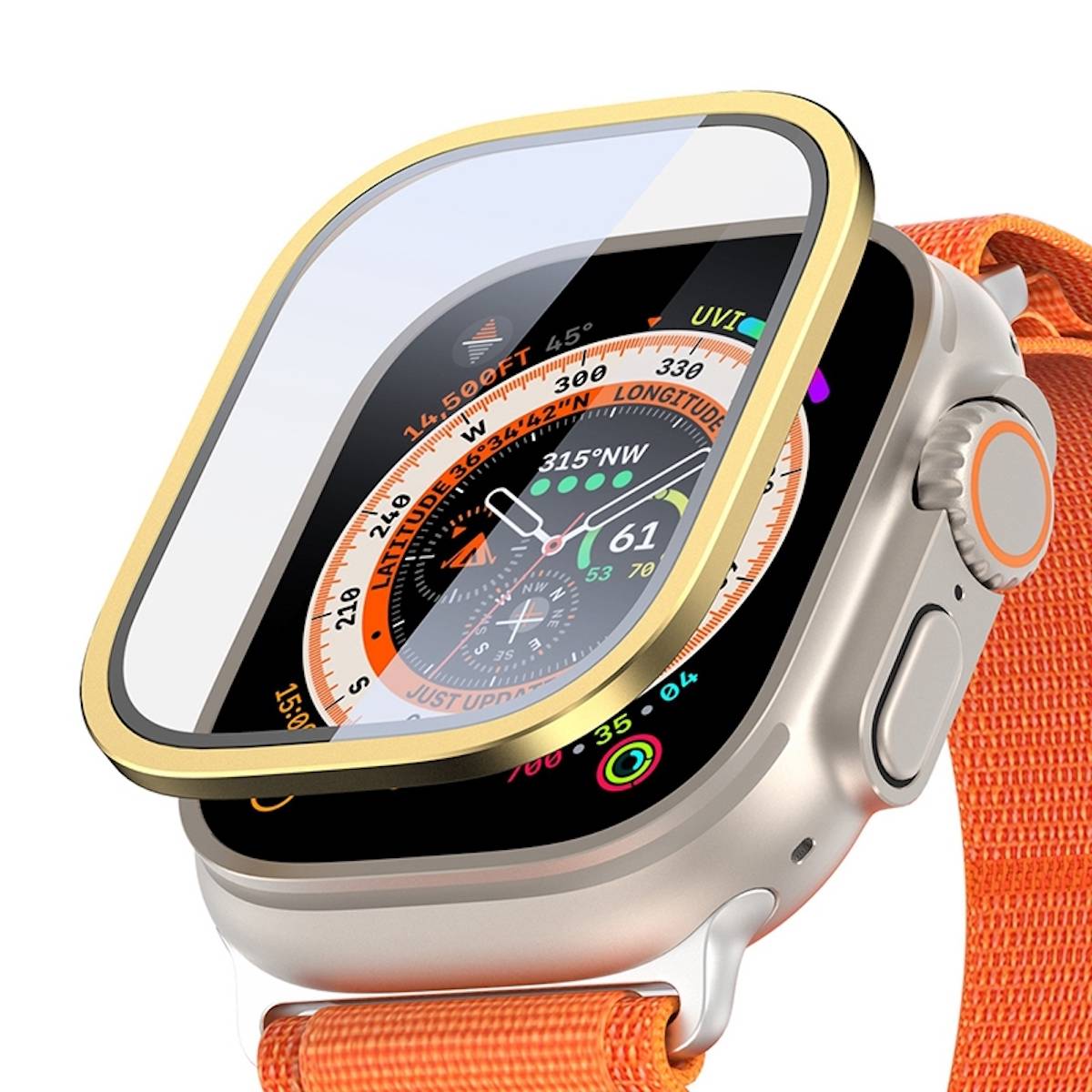 Für Apple Watch Ultra 1 + 2 49mm Aluminiumlegierung Hülle + Hart Glas