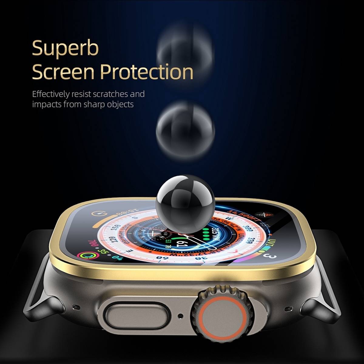 Für Apple Watch Ultra 1 + 2 49mm Aluminiumlegierung Hülle + Hart Glas