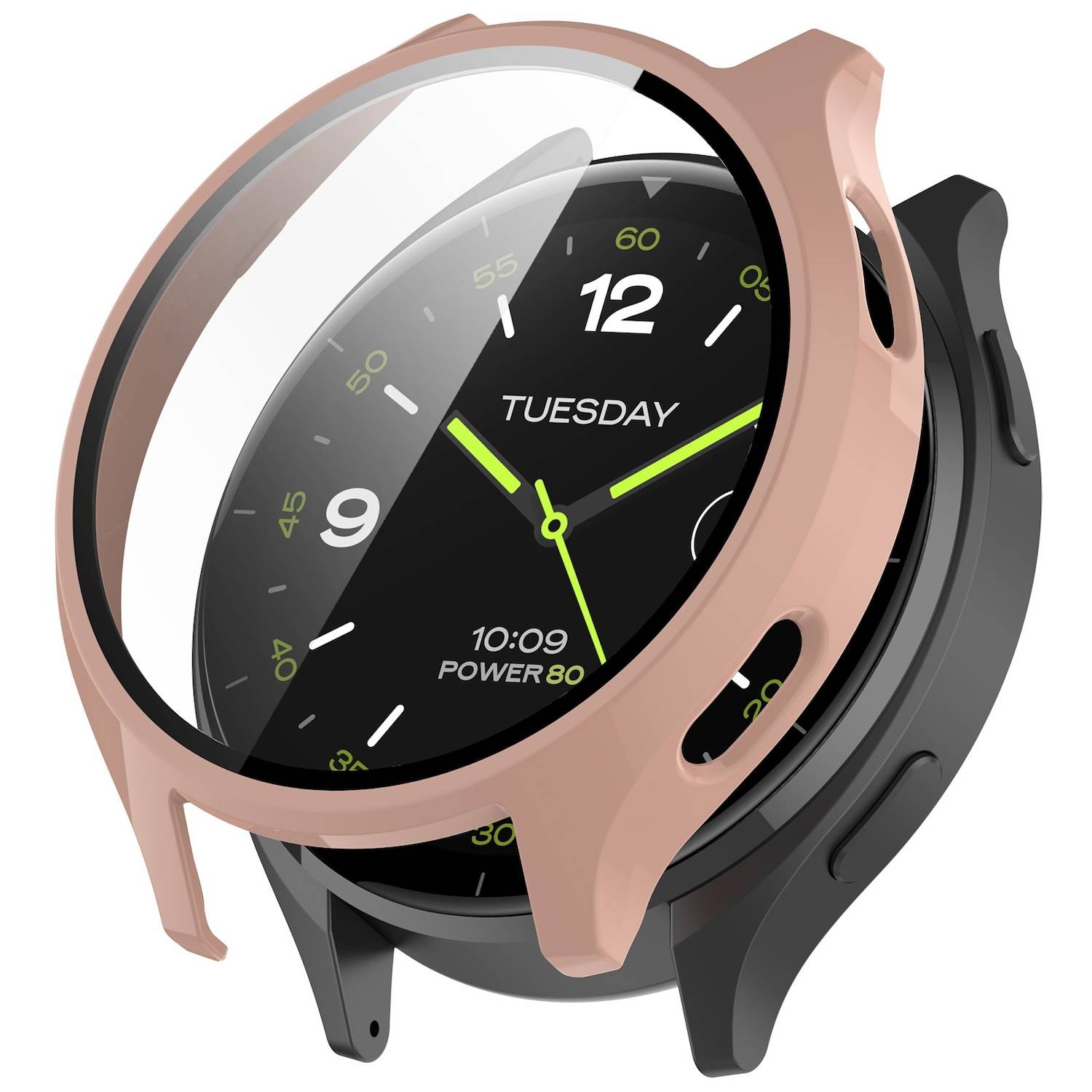 Für Xiaomi Watch 2 Kunststoff PC Smart Watch Hülle + H9 Schutz Hart Glas Pink