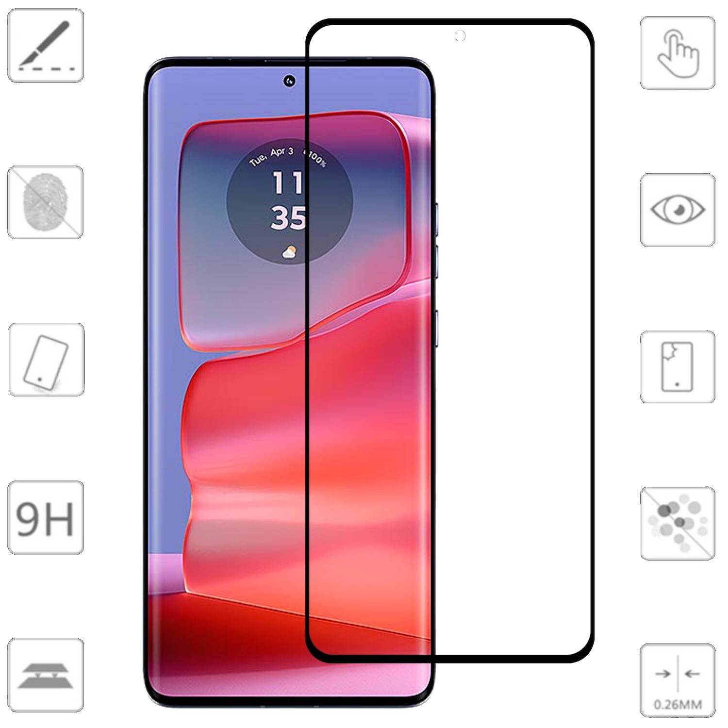 Für Motorola Edge 50 Pro 5G 1x 4D Premium 0,3 mm H9 Curved Hart Glas