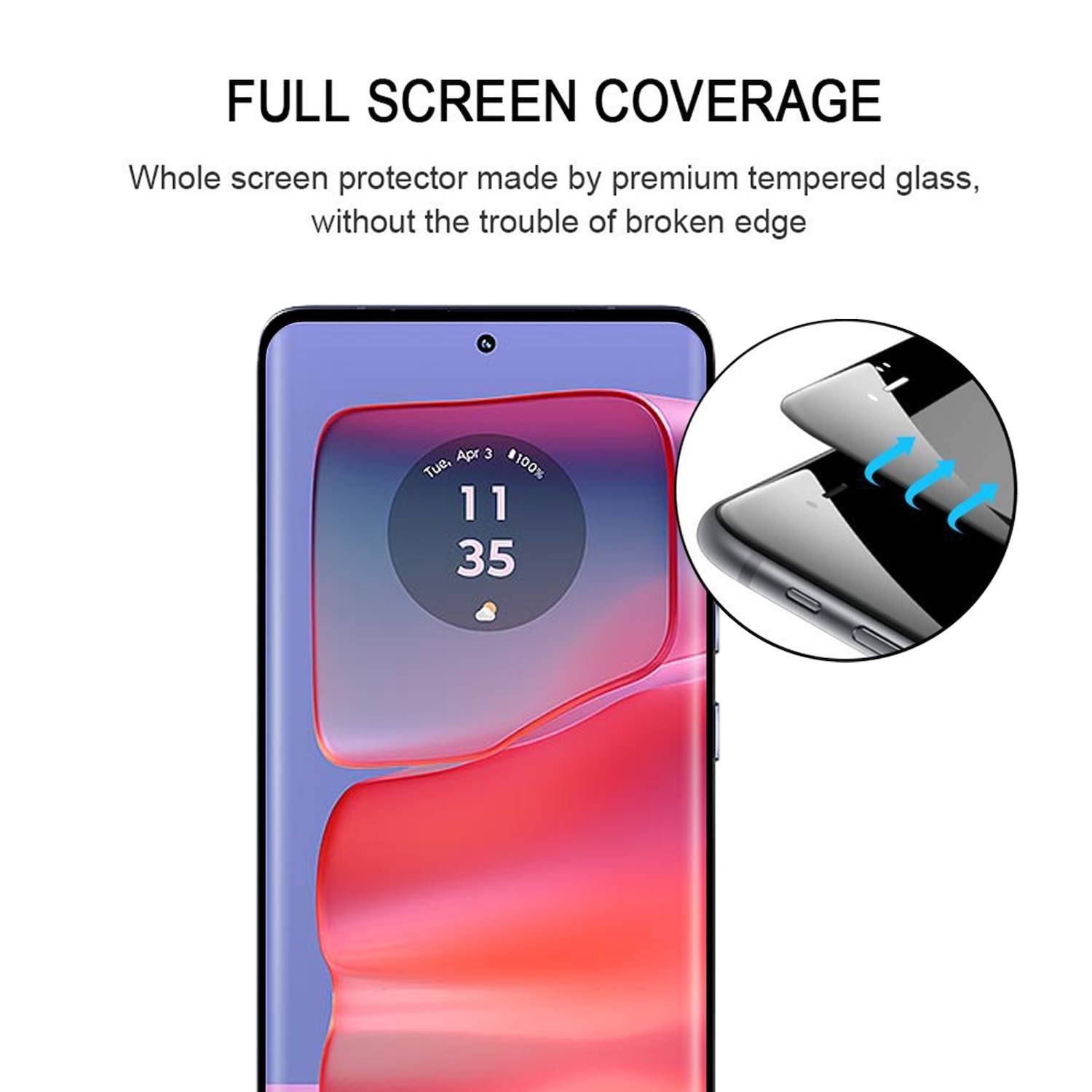 Für Motorola Edge 50 Pro 5G 1x 4D Premium 0,3 mm H9 Curved Hart Glas