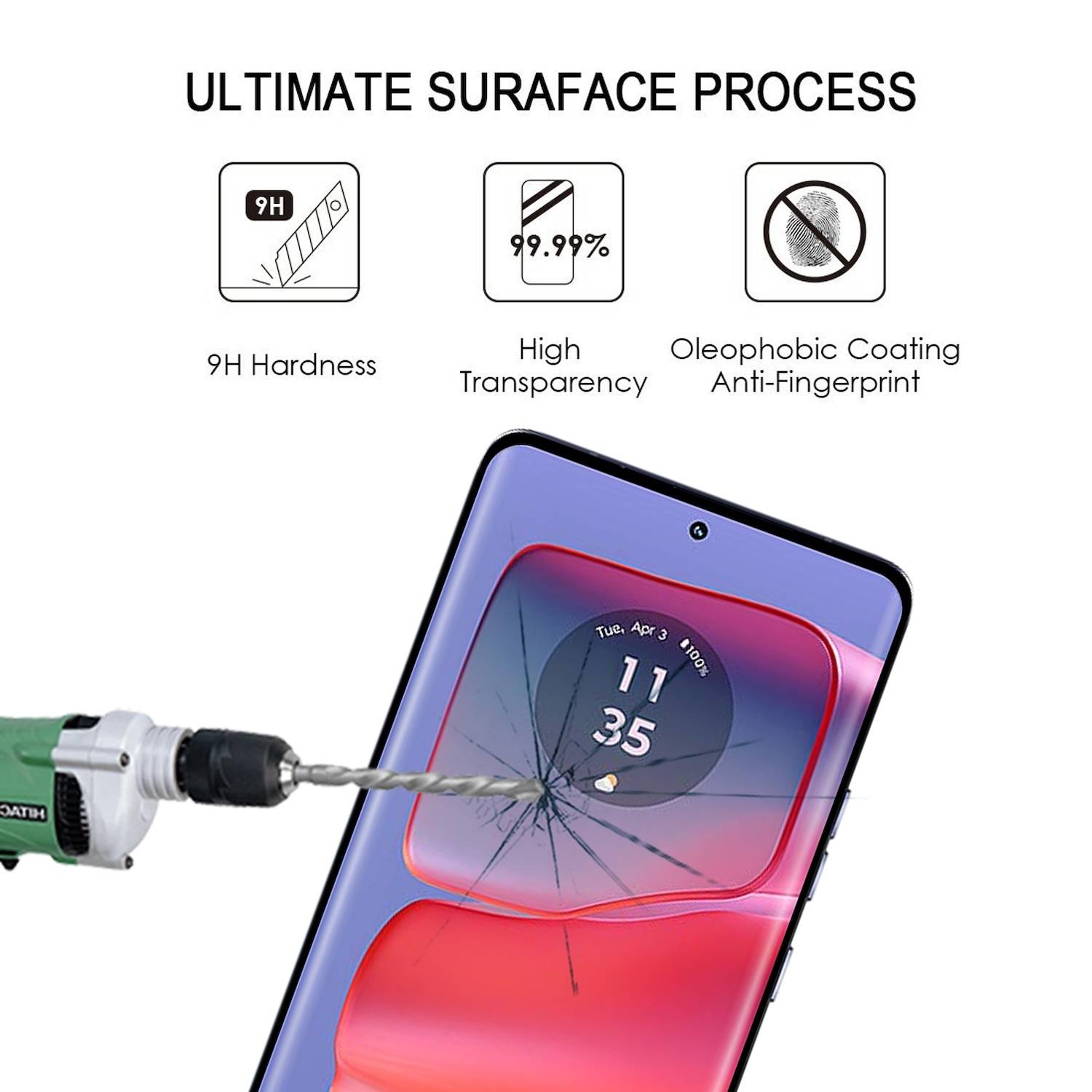 Für Motorola Edge 50 Pro 5G 1x 4D Premium 0,3 mm H9 Curved Hart Glas