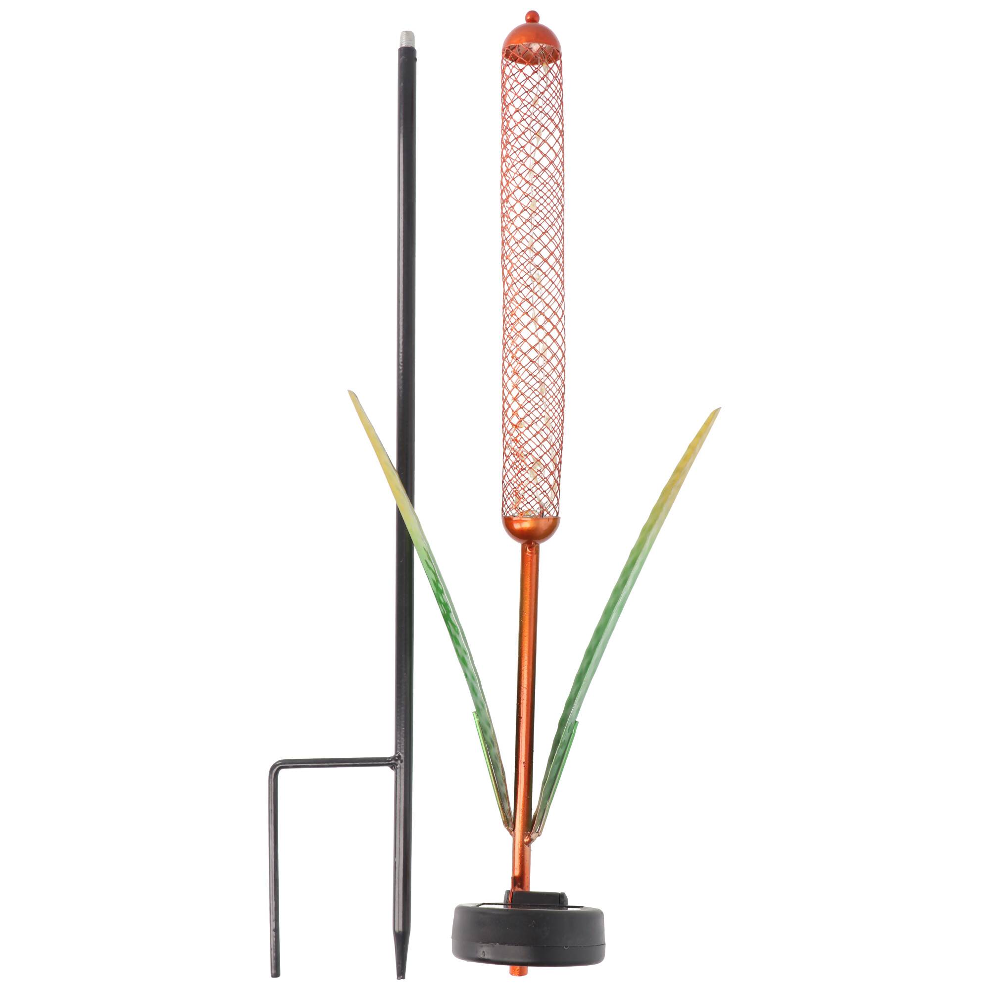 LED-Solarleuchte im Schilf Design, mit Dämmerungssensor, 20 x warmweiße LED