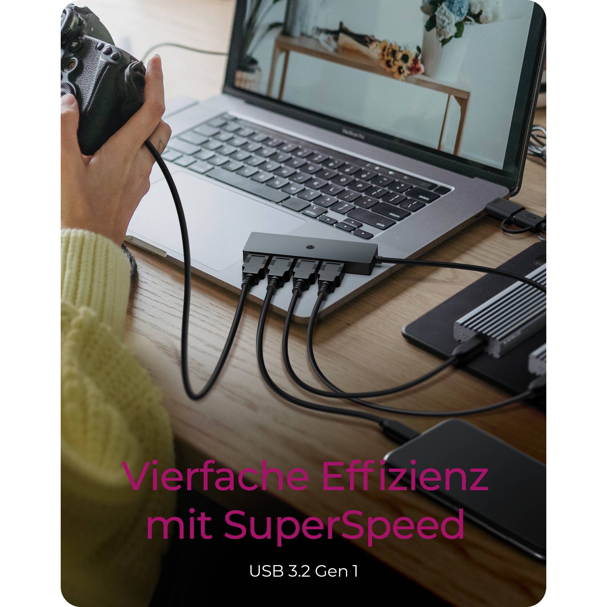 ICY BOX IB-HUB1424-C3 - mit USB 3.2 Gen 1 Type-C und Type-A - 4x USB Type-A Ansc