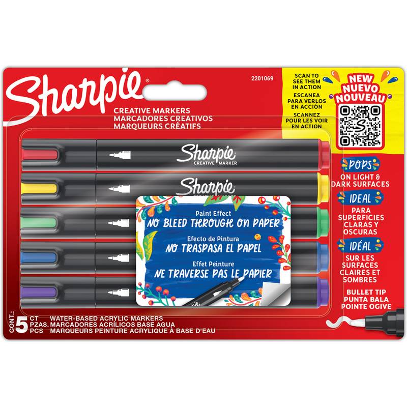 Sharpie Kreativmarker ACRYLIC, Rundspitze, 5er Blister