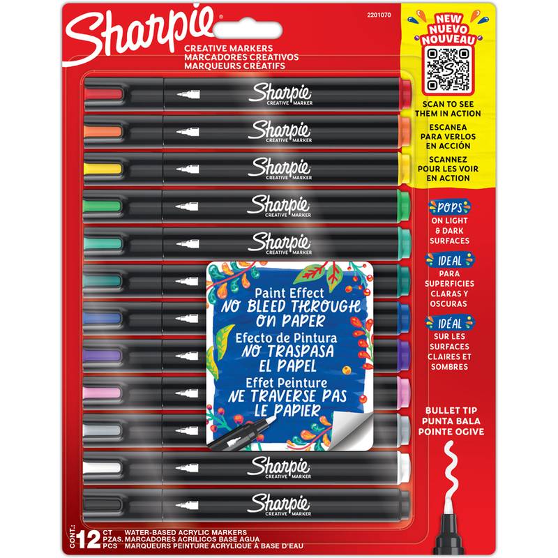 Sharpie Kreativmarker ACRYLIC, Rundspitze, 12er Blister